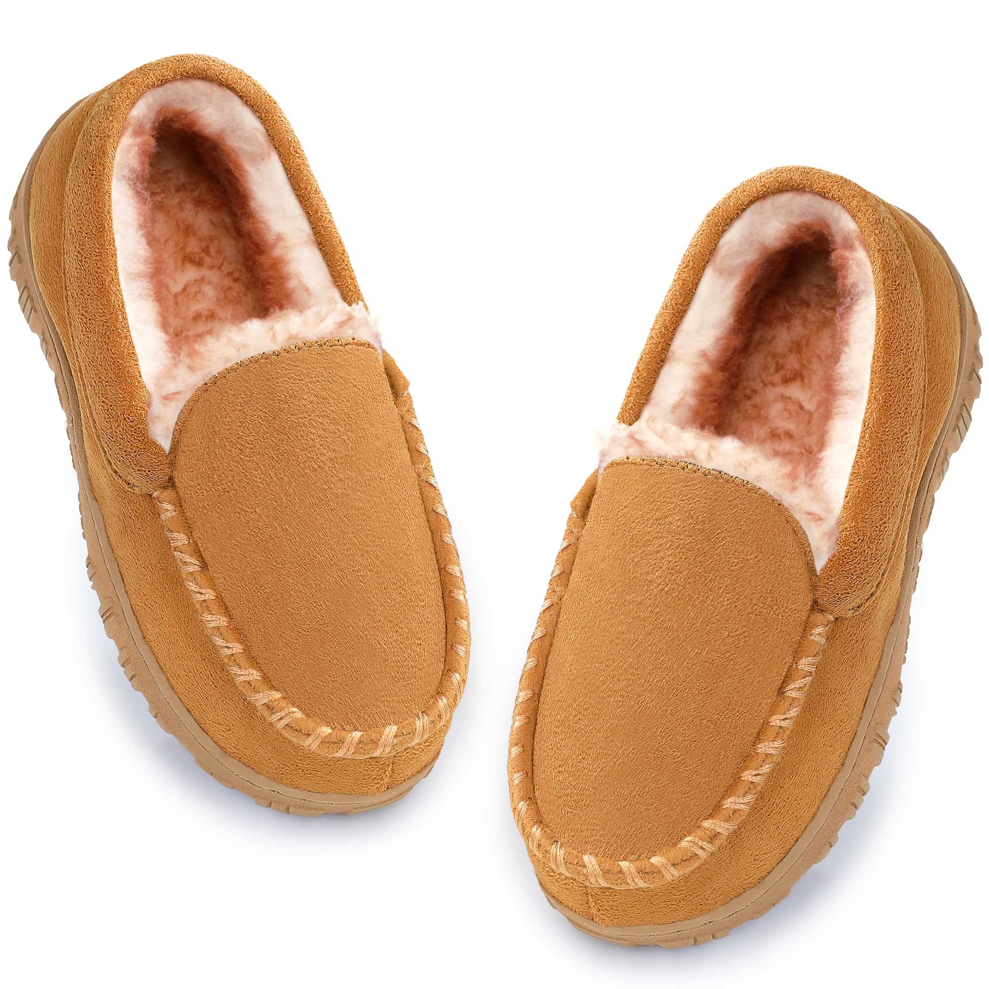 **Boys & Girls Memory Foam Moccasin Slippers - Non-Slip Indoor/Outdoor House Shoes for Kids - Perfect for Home, School & Playtime**