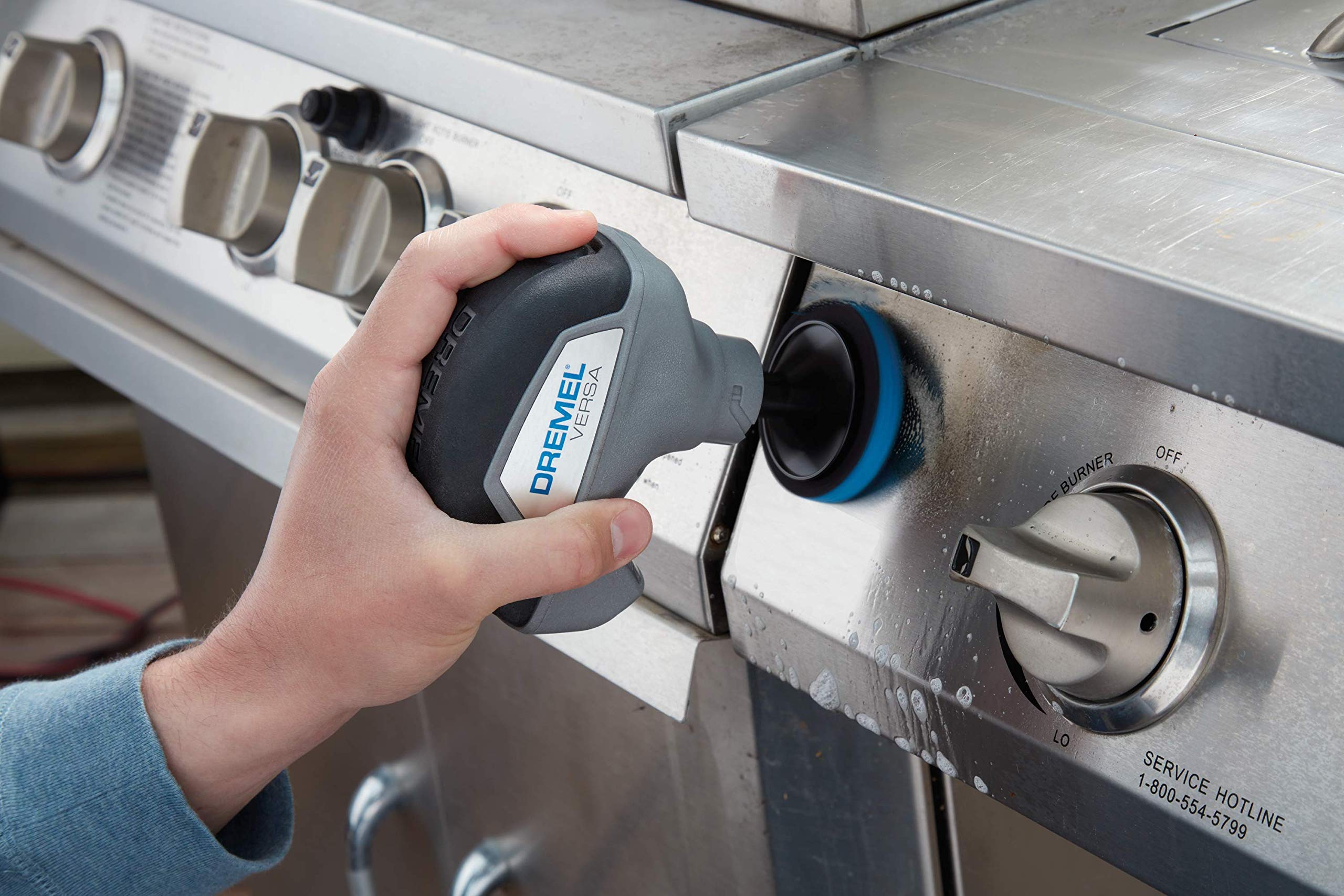 Dremel Versa Power Scrubber Cleaning Tool - Multi-Surface Scrub Brush for Grout, Tile, Bathtub, Shower, Kitchen, Sink & Grill - Electric Cleaner for Bathroom, Stove, Pans & Auto Detailing - PC10-02 - Perfect for Deep Cleaning Tough Stains in Home & Outdoor Spaces