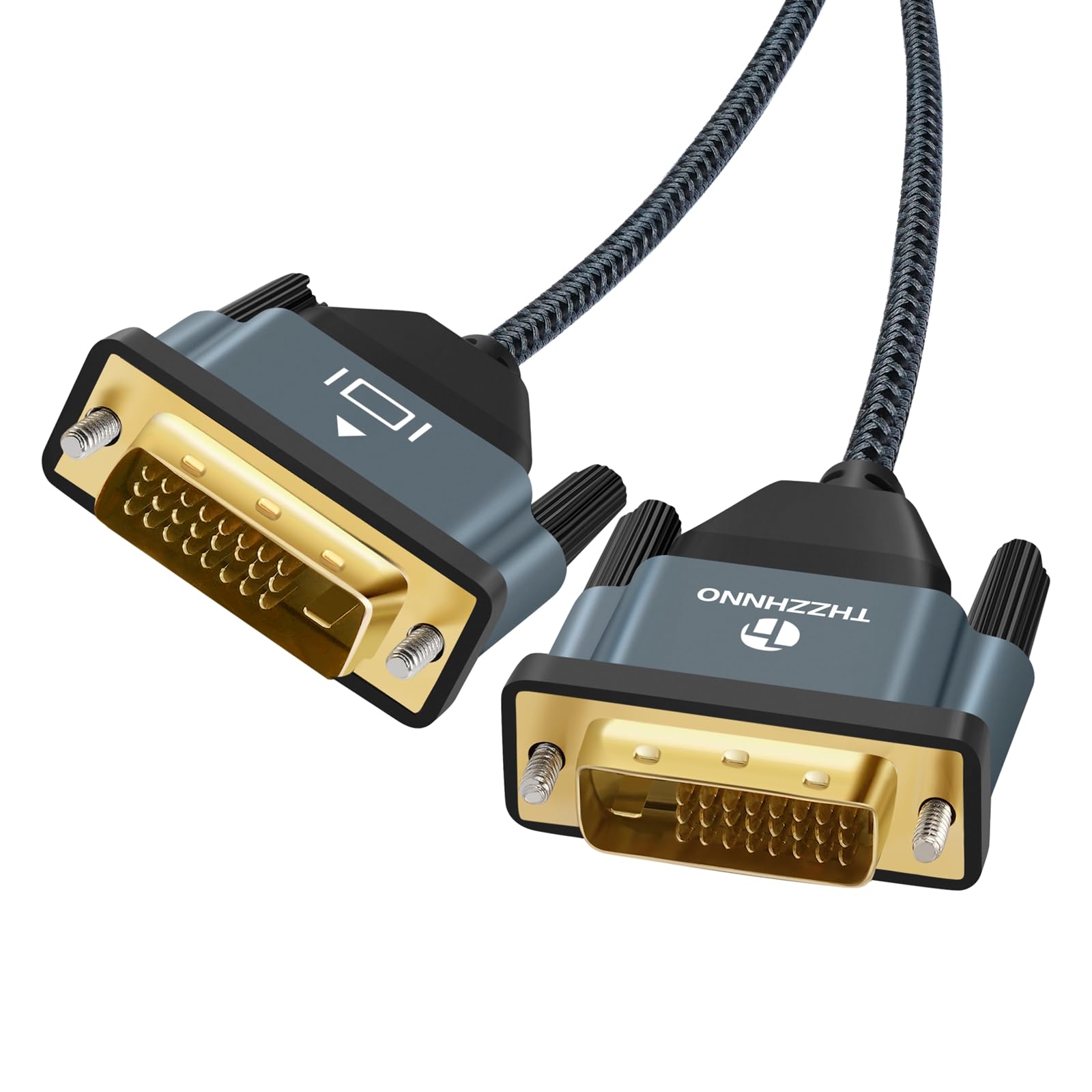Premium 6.6FT DVI-D to DVI-D Cable - 24+1 Pin Gold Plated Braided Male to Male Cable - Supports 2560x1600 & 1080P High Resolution - Ideal for Gaming PCs, Laptops, Monitors & Home Theater Systems