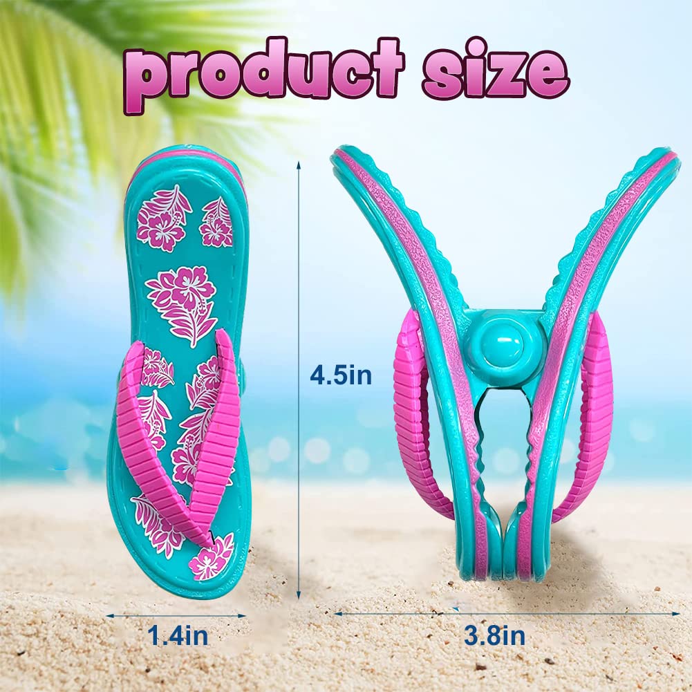 8Pcs Jumbo Beach Towel Clips - Heavy Duty Lounge Chair Clips, Slipper Towel Holders & Clothes Pegs - Bright Color Pool Accessories for Patio, Vacation, Beach & Backyard (Slippers-B, 8 Pack) - Perfect for Securing Towels on Chairs, Hanging Swimsuits & Organizing Poolside Essentials