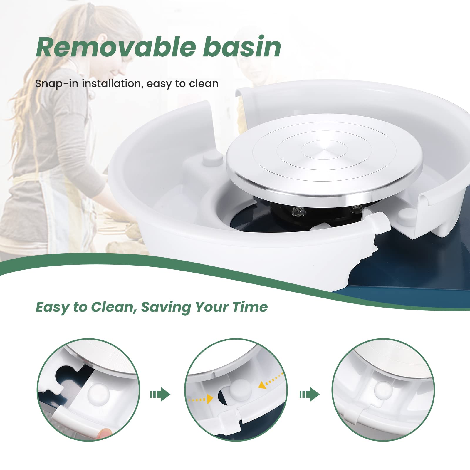 Electric Pottery Wheel Ceramic Machine 30cm with Foot Pedal & LCD Screen - Detachable Basin Art Clay DIY Sculpting Tool Kit for Ceramics, Pottery Making & Home Decor Crafts