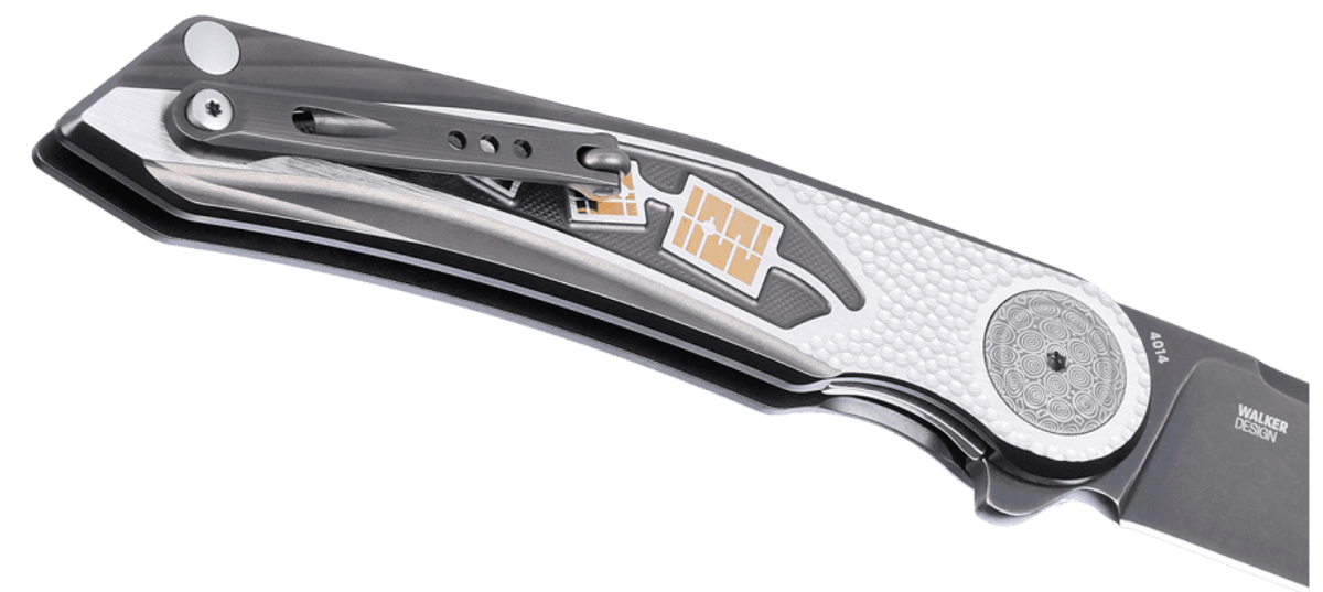 CRKT 4014 Fortuitous Michael Walker Limited Edition Liner Lock Folding Knife - Black Reverse Tanto MagnaCut Blade, Milled Black Titanium Handles & Damasteel Pivot - EDC, Outdoor, Camping, Survival Gear
