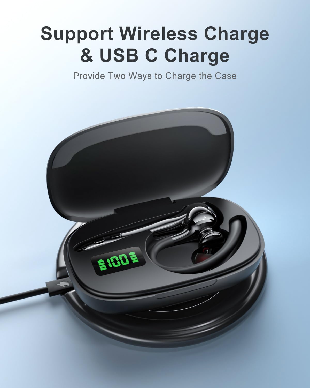 Wireless Bluetooth Earbuds with Noise Canceling Mic - 160H Standby, Hands-Free Single Ear Headphones for iPhone, Android, Samsung, PC, TV & Gaming | Perfect for Work Calls, Driving, and Online Meetings