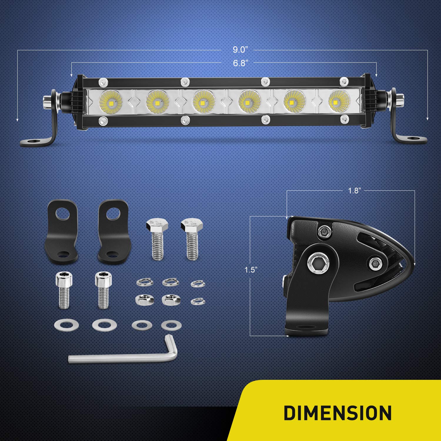 Nilight 2PCS 7 Inch 18W Ultra-Slim Single Row LED Flood Light Bar - Waterproof Offroad Fog Lights for Jeep, Truck, ATV, UTV, SUV, Tacoma, Subaru - Perfect for Night Driving, Work Lighting & Outdoor Adventures