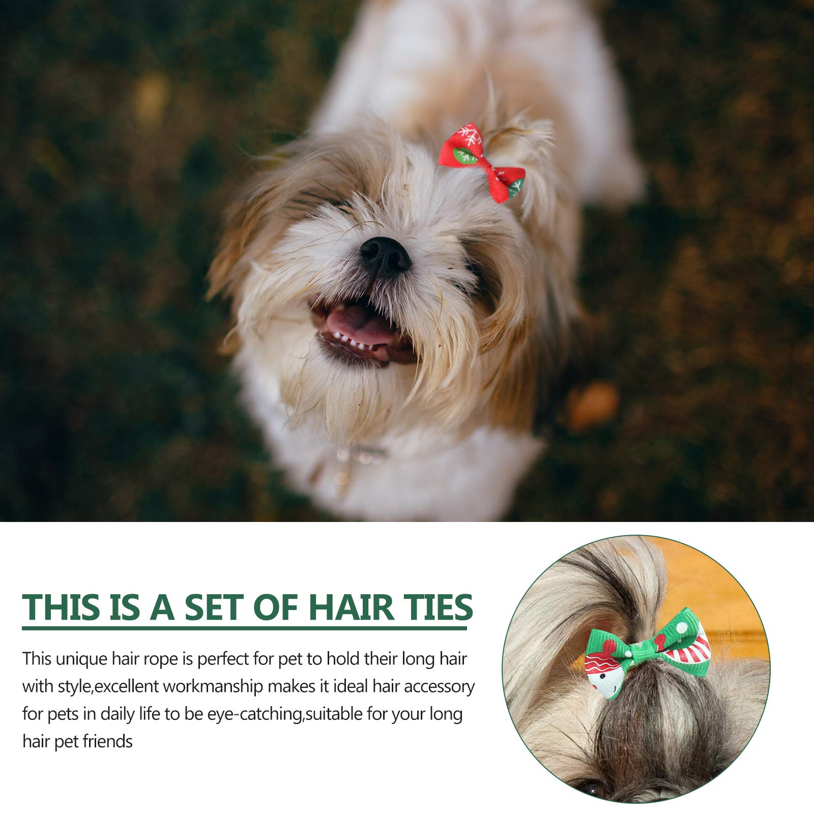 50 Pcs Dog Bows with Clips - Christmas Puppy Hair Accessories for Grooming & Xmas Photos