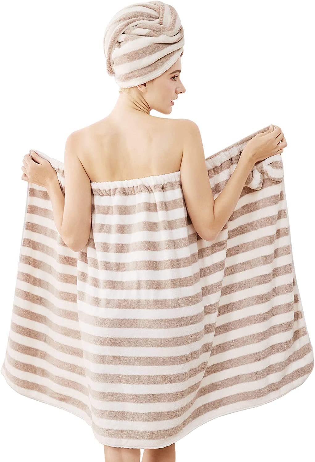 Plus Size Women's Towel Wrap (XXL-XXXXL) - Lightweight Spa Bathrobe & Adjustable Shower Wrap with Hair Drying Towel Set - Soft Comfortable Bath Towel Body Wrap for Women - Perfect for Spa, Beach, Pool & Home Relaxation
