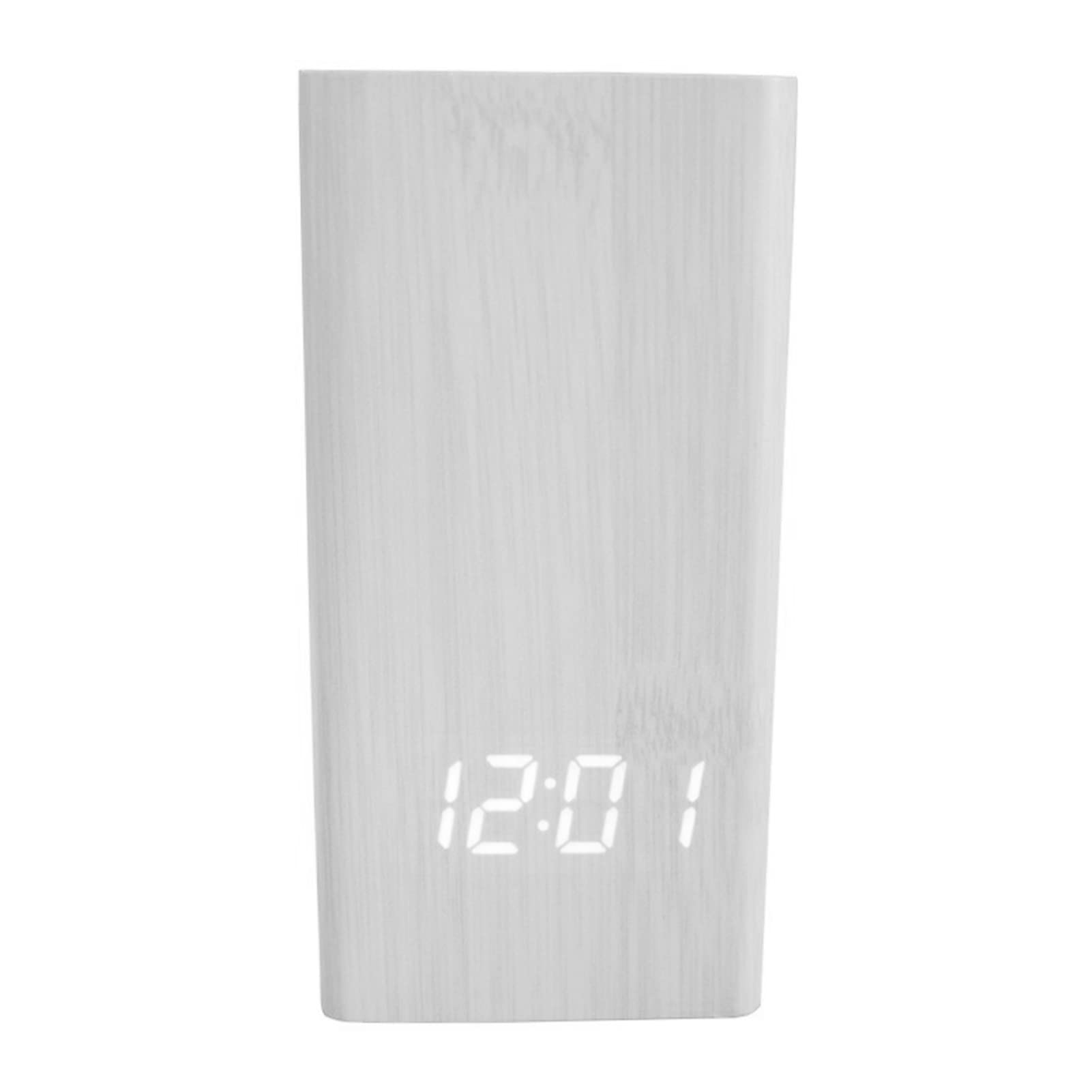 LAPUTA Digital Alarm Clock with Wood Pencil Holder - Large Capacity, High-Durability, Battery Powered LED Clock with Snooze Function - Perfect for Office Desk, Bedroom Nightstand, Study Room (White, One Size)