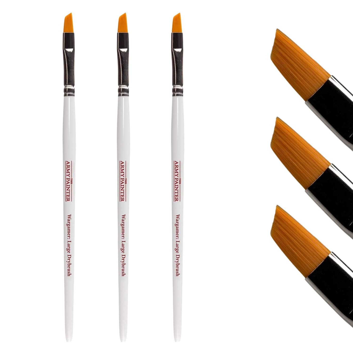 Army Painter Wargamer: 3-Piece Large Drybrush Set for Miniature Painting - Synthetic Toray Hair Model Brushes | Perfect for Warhammer, D&D & Tabletop Gaming Miniatures