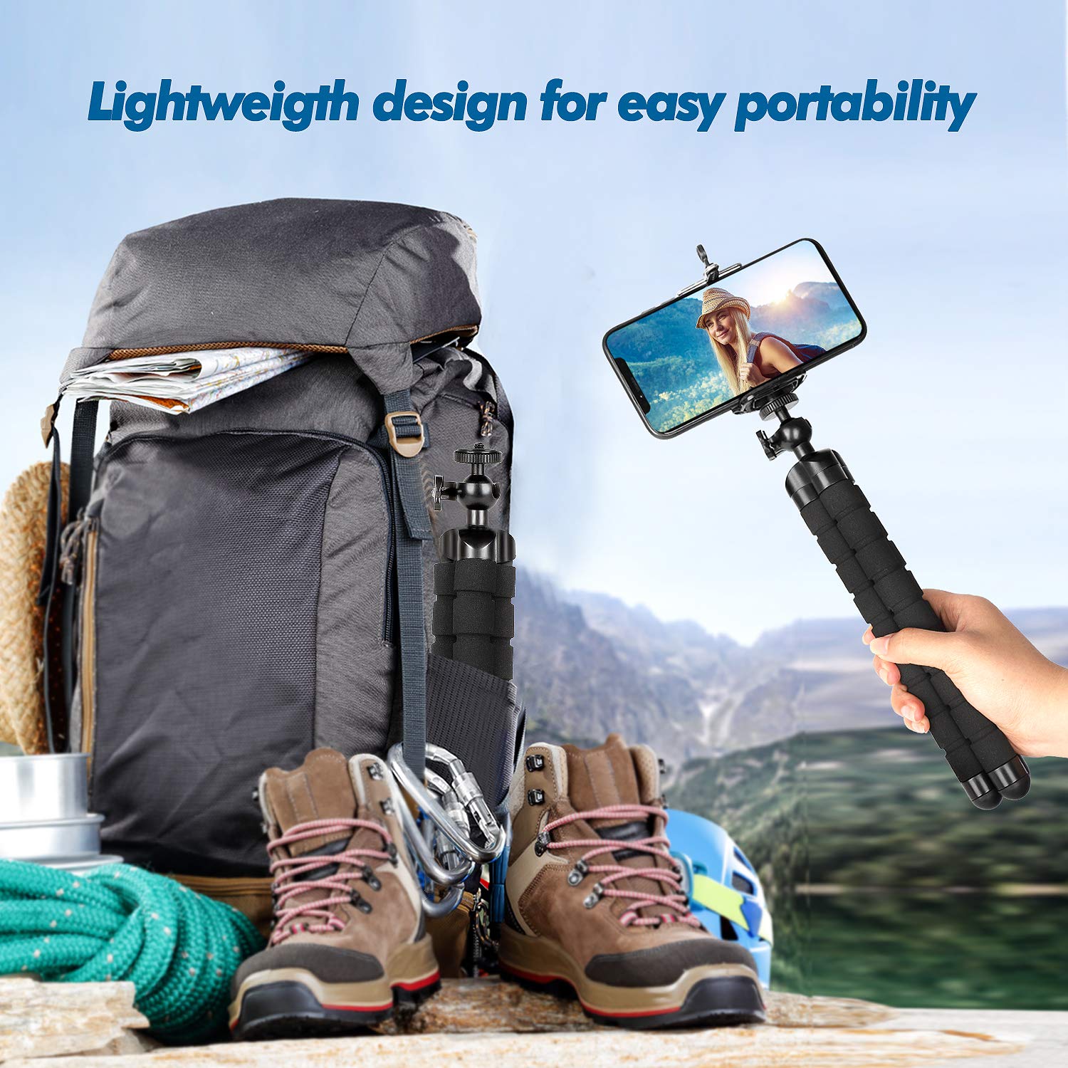 Portable Flexible Tripod Stand - Adjustable Phone & Camera Tripod Holder for Stable Video Recording - Perfect for Vlogging, Live Streaming, Travel & Outdoor Photography