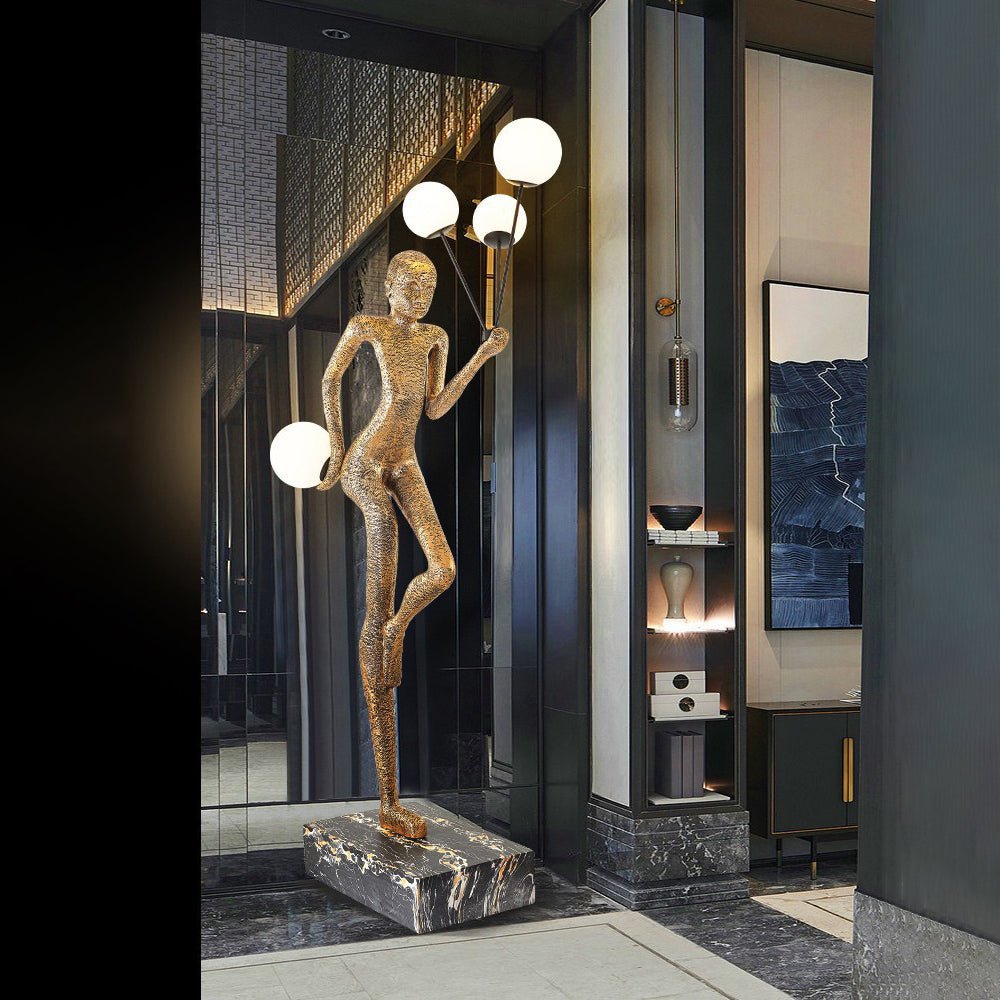 Modern Juggling Sculptor Floor Lamp - Adjustable LED Standing Light for Living Room, Bedroom & Office - Artistic Home Decor Lighting