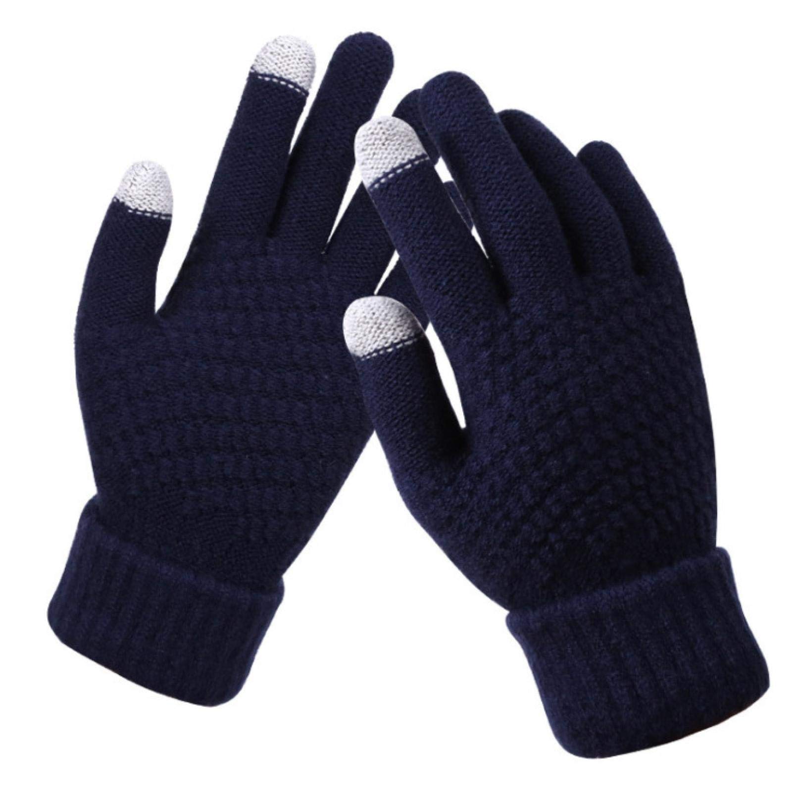 Women's Winter Touch Screen Gloves - Knitted Plush Jacquard Thick Anti-Slip Warm Fashion Gloves for Cold Weather (One Size, Cyan) - Perfect for Outdoor Activities, Driving, Skiing, and Daily Winter Use