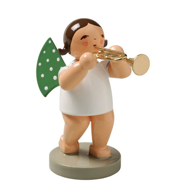 Wendt & Kuhn Angel with Trumpet Wooden Figurine - Handcrafted Christmas Ornament & Collectible Home Decor for Holiday Tree, Mantel & Gift Giving