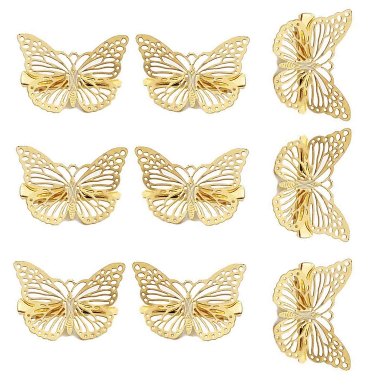 12 Pcs Gold Metal Butterfly Hair Clips for Women & Girls - Elegant Hair Accessories (Left & Right) - Perfect for Parties, Weddings, and Everyday Styling