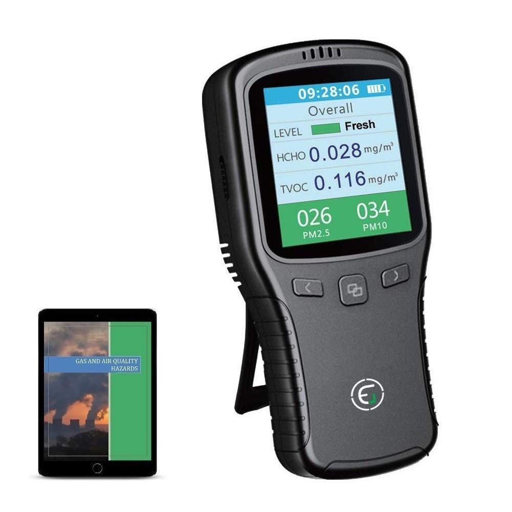 EG Air Quality Monitor - Formaldehyde & TVOC Detector, PM2.5 Dust Sensor for Indoor Pollution Testing | Home, Office & Baby Room Safety | Includes Free eBook