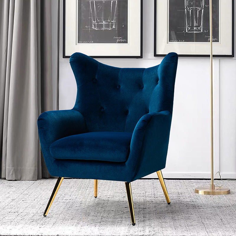 Luxury Isabelle Wingback Velvet Upholstered Armchair - High Back Accent Chair with Sturdy Metal Legs for Living Room, Bedroom & Office Decor