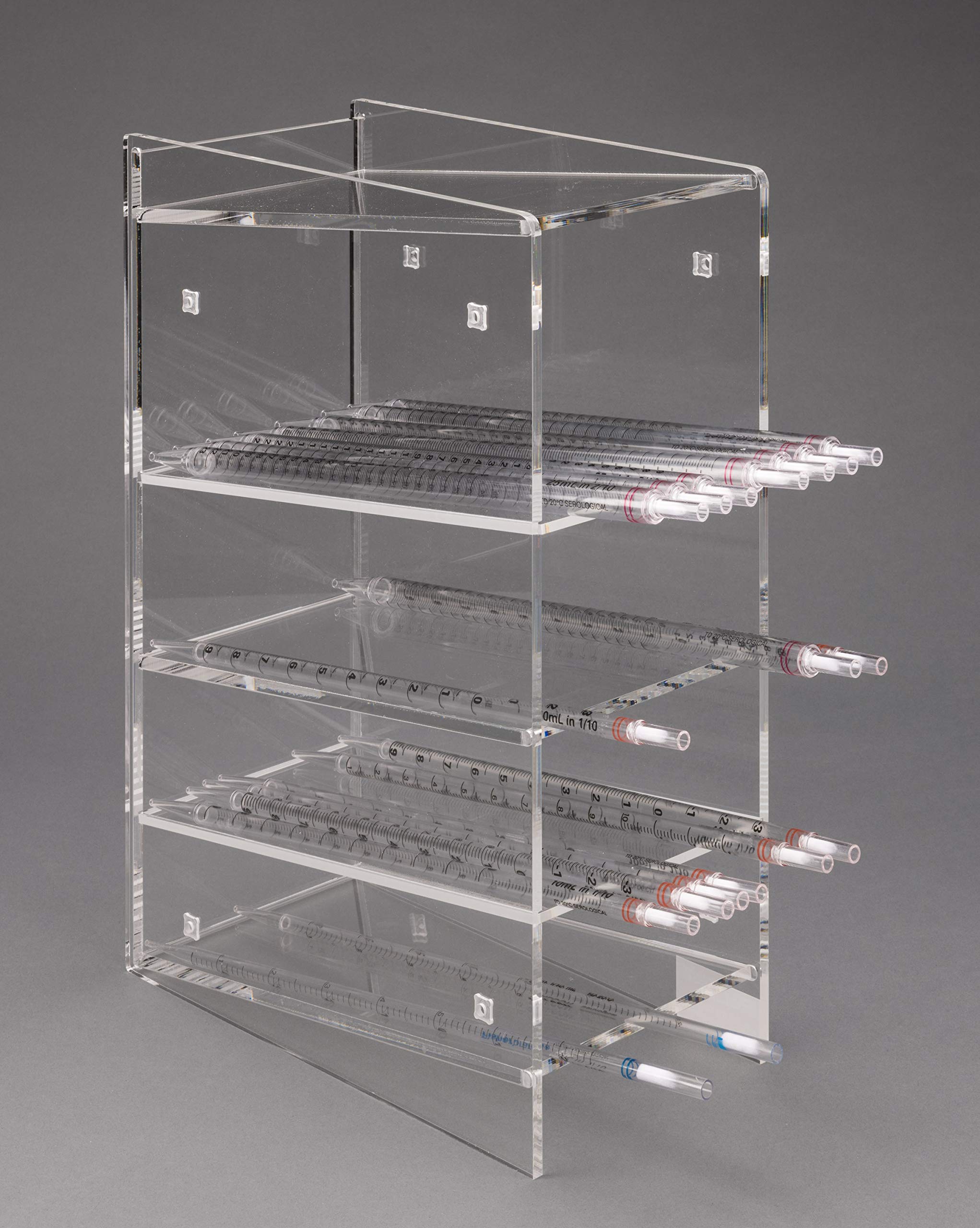 Extra Wide Acrylic Serological Pipette Holder - Lab Countertop Organizer for 5ml/10ml/25ml Pipettes | Perfect for Medical Labs, Research Facilities & Science Classrooms