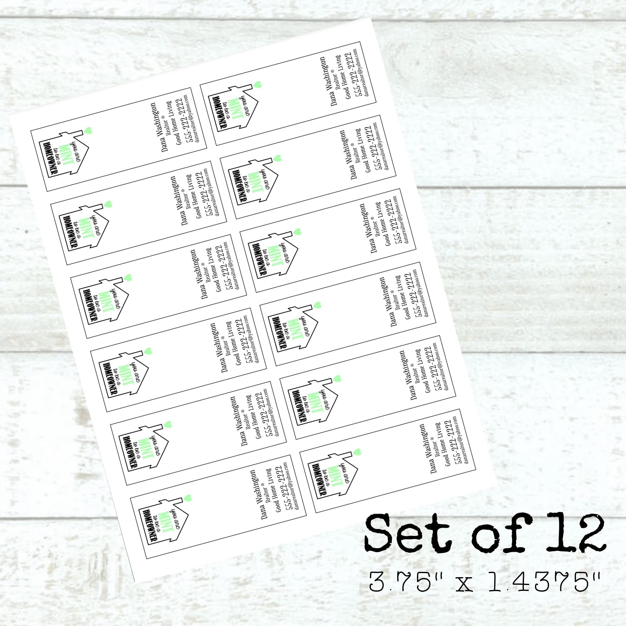 Personalized Tic Tac Stickers - 12 Real Estate Marketing Labels for Home Buyers