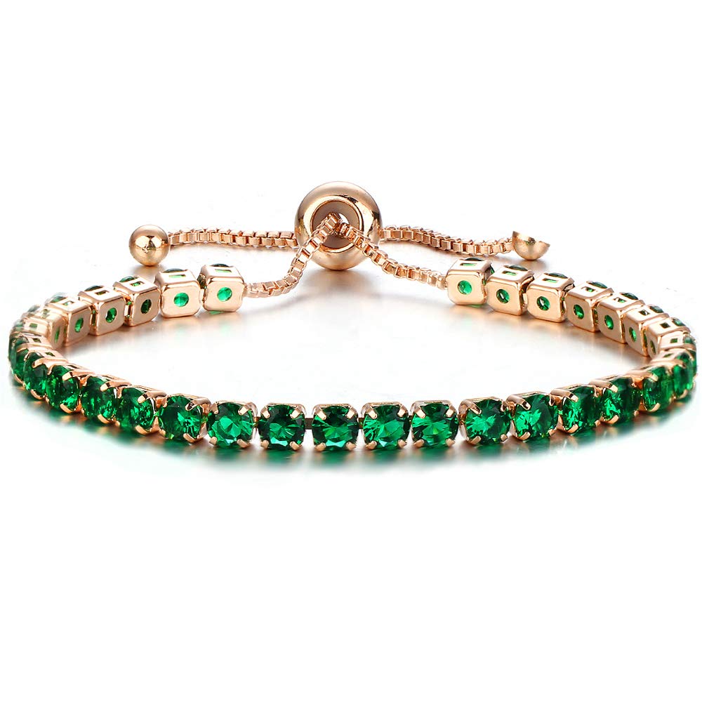 PUOSUO Women's Adjustable Bolo Bracelet with Cubic Zirconia - Elegant Jewelry Gift for Engagement, Wedding, Anniversary & Everyday Wear