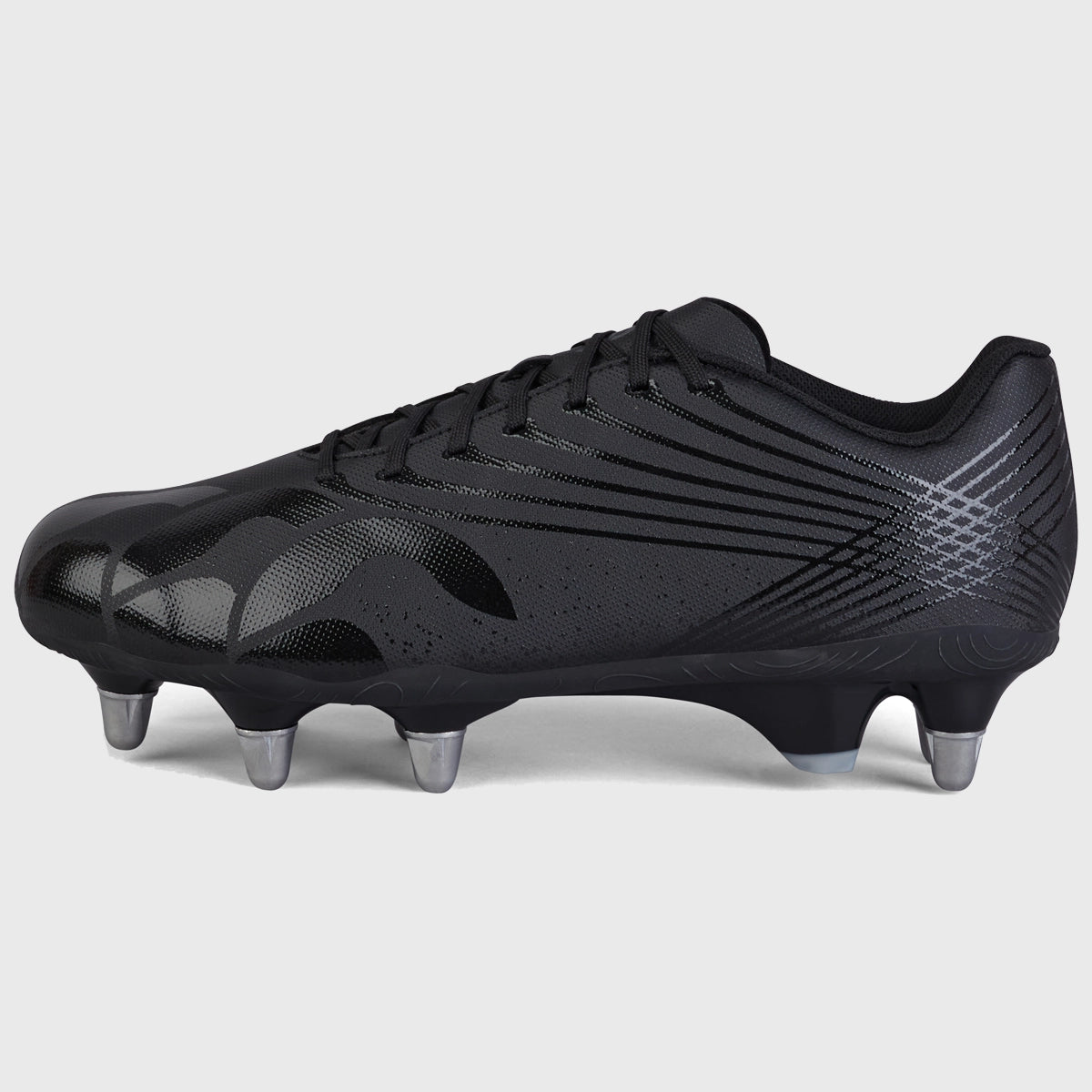 Canterbury Stampede Groundbreak Team SG Rugby Boots for Men - Black/Silver - Perfect for Rugby Matches & Training on Soft Ground