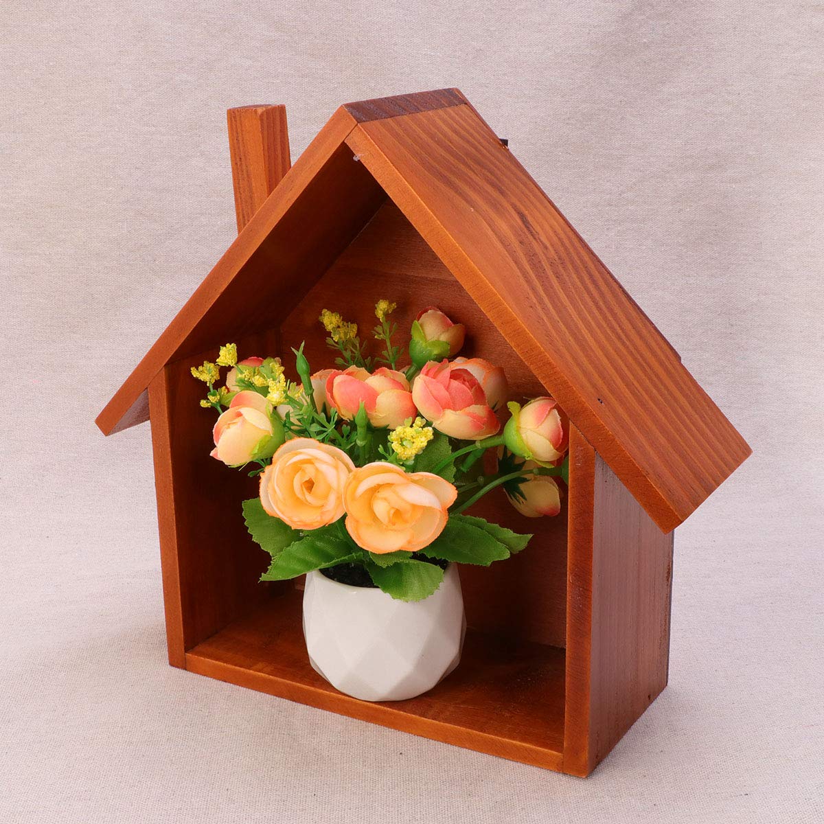 Cabilock Wooden Wall Shelf - Small House Shaped Floating Shelf for Bedroom, Bathroom & Kitchen Storage | Rustic Mounted Display Rack for Home Decor & Organization