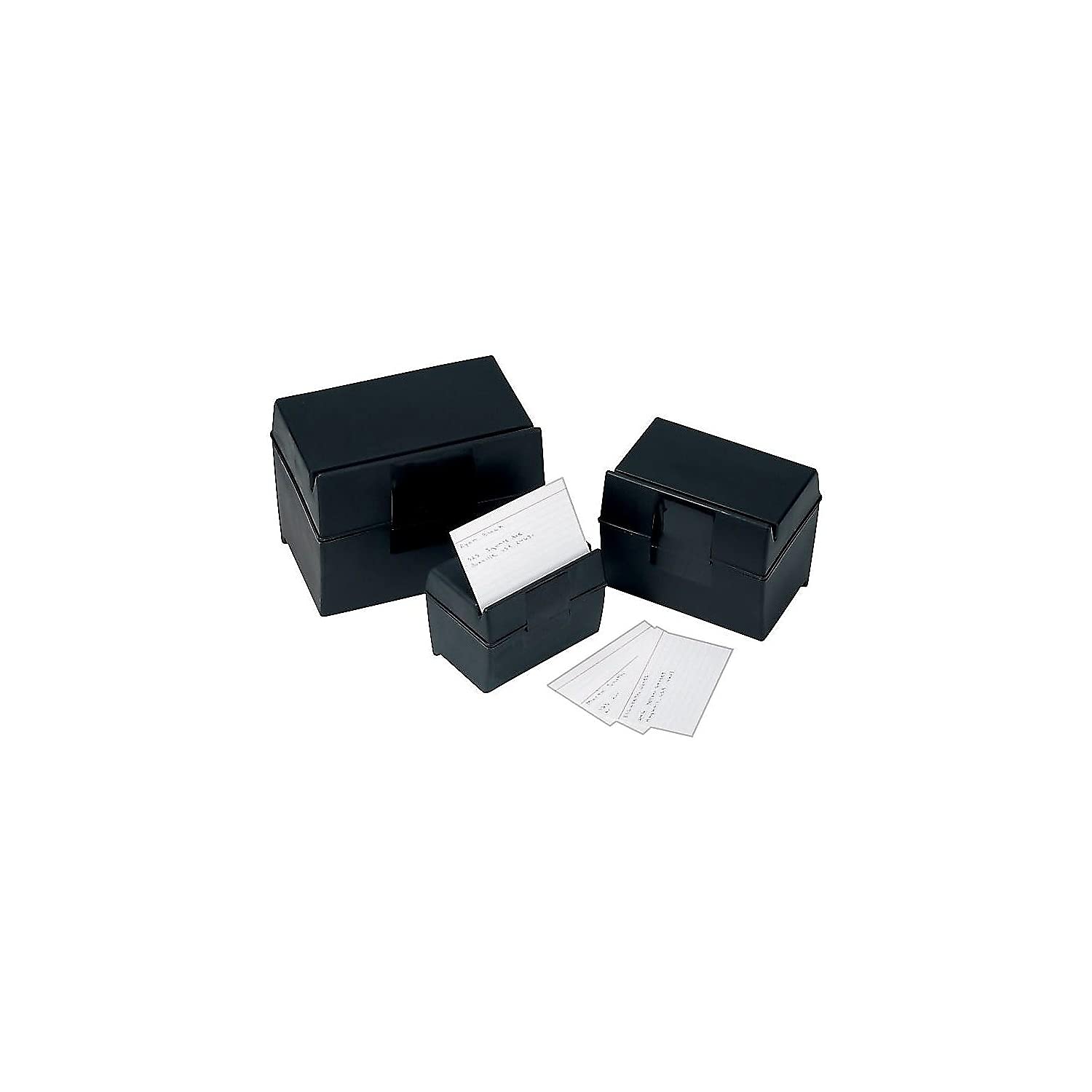 Oxford Plastic Index Card Box - 4 x 6 Inches, Holds 400 Cards, Black (01461) | Perfect for Office Organization, Recipe Storage & School Supplies