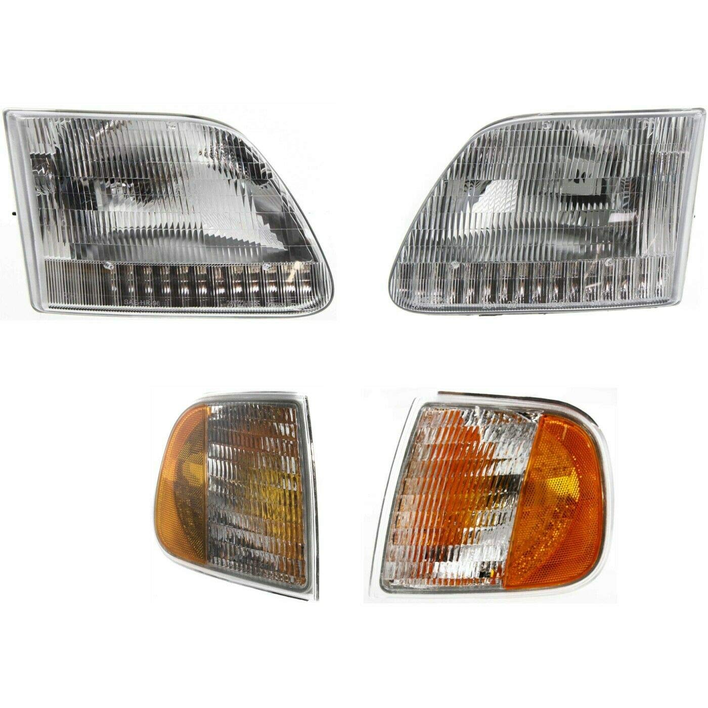 Ford F150 Expedition Lightning Style LED Headlights 4Pc Set with Corner Lights - High Performance Replacement for Night Driving & Off-Road Adventures