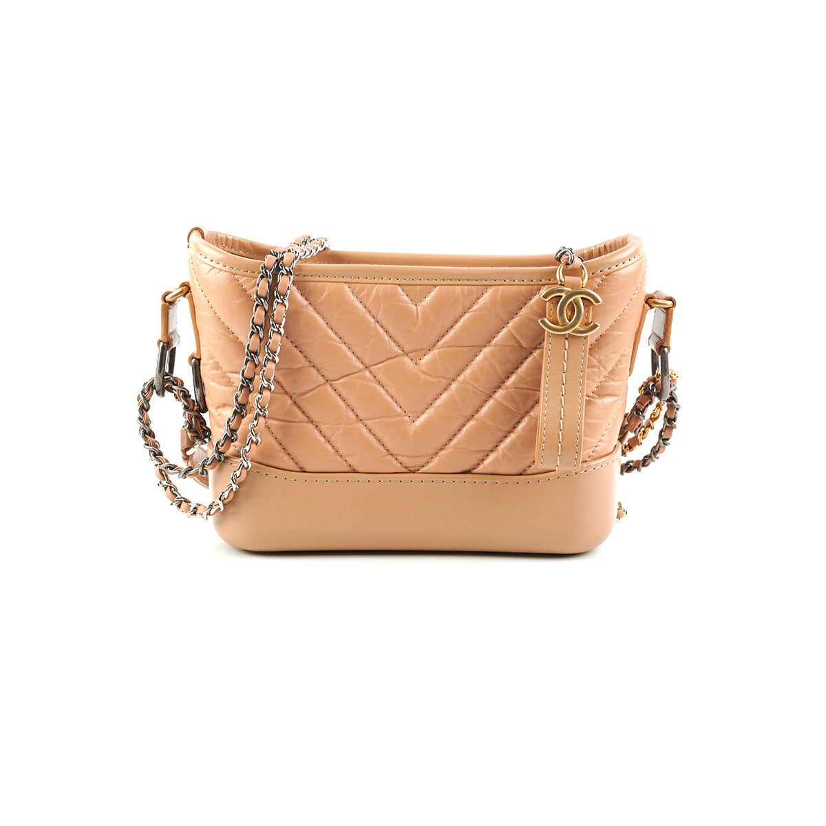 Chanel Chevron Gabrielle Small Handbag in Dark Beige - Luxury Crossbody Bag for Women, Perfect for Date Night & Evening Events