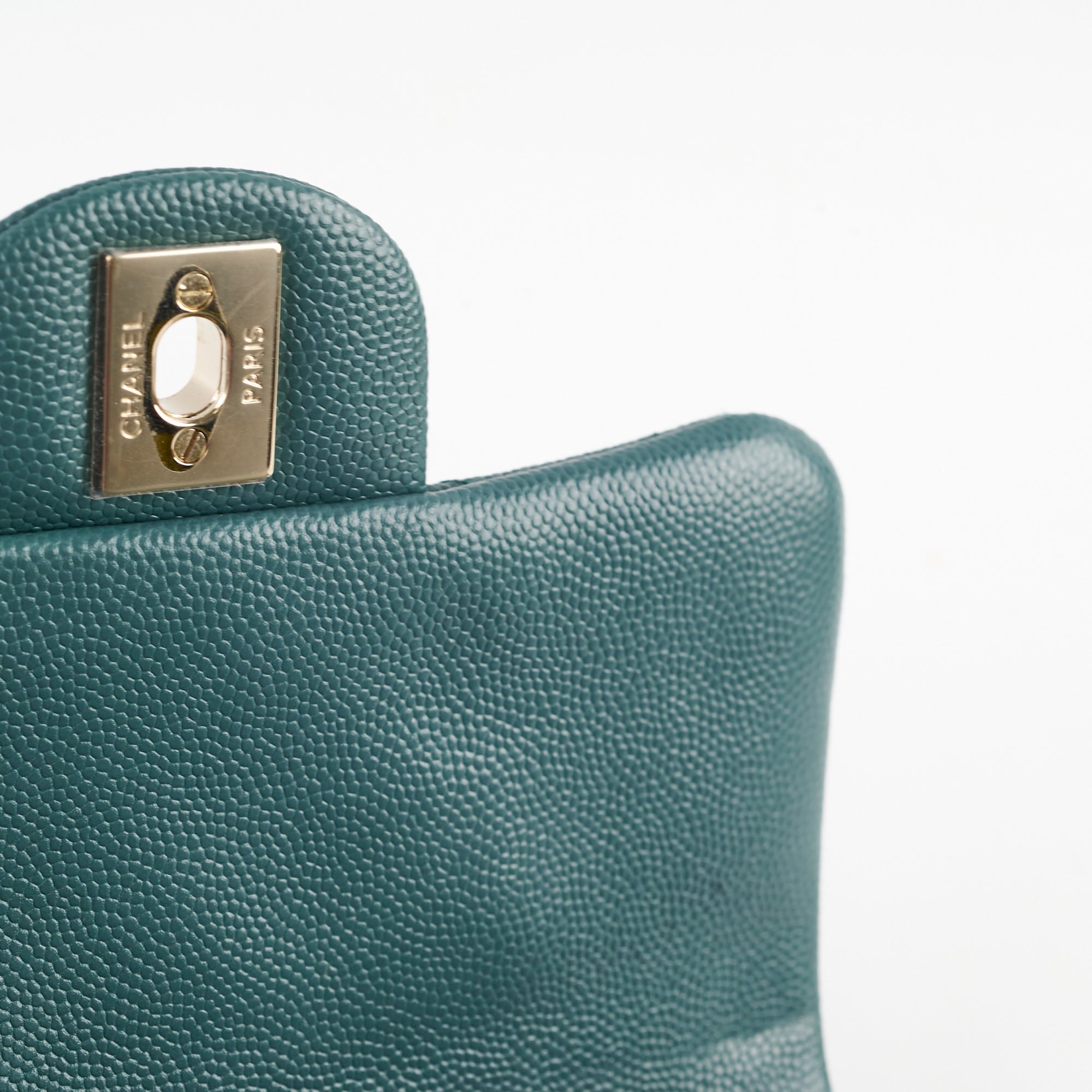 Chanel Caviar Mini Square Flap Bag Turquoise Leather Crossbody Purse for Women - Perfect for Parties, Dating & Special Occasions