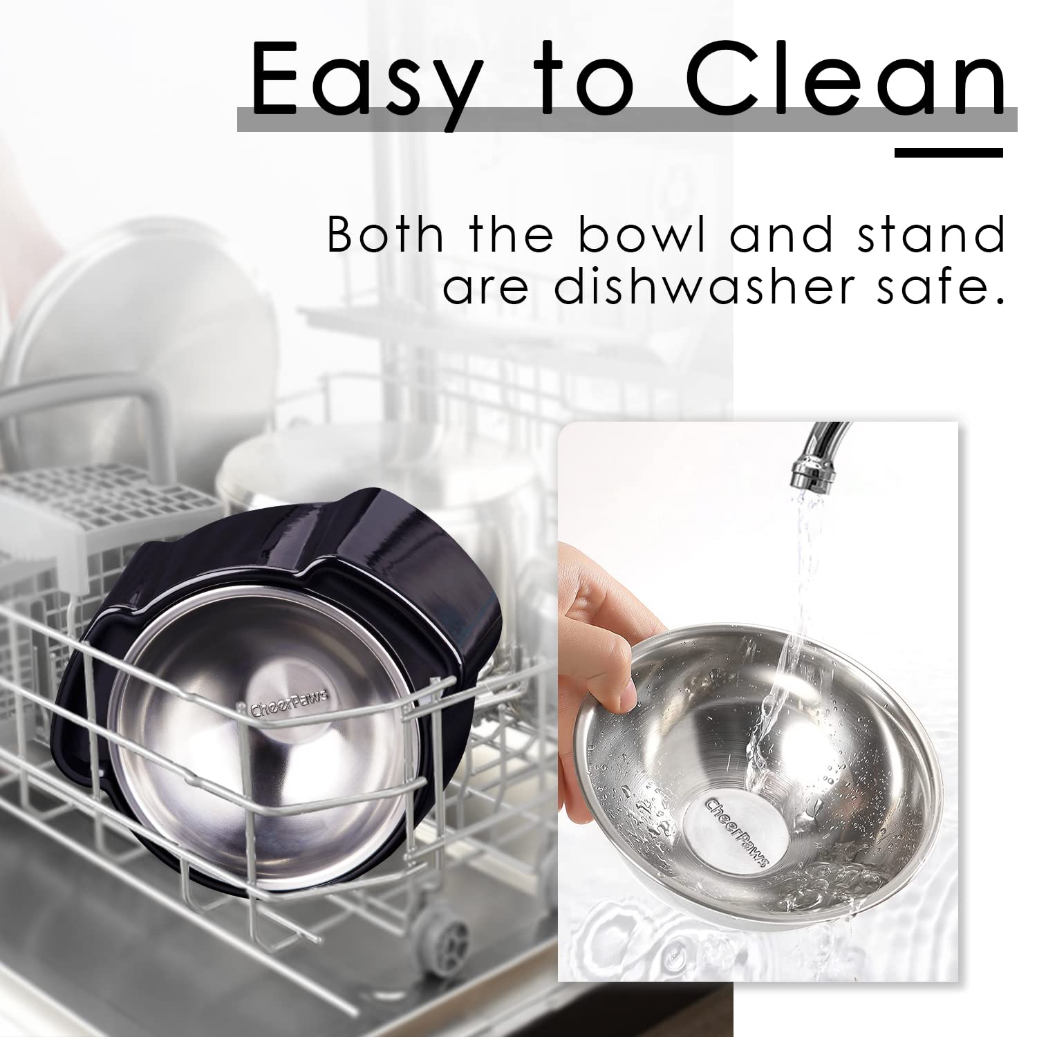 15° Slanted Stainless Steel Elevated Dog Bowl - Spill Proof Tilted Pet Food Dish for Small Dogs & French Bulldogs - Perfect for Messy Eaters & Pets with Neck Pain (Black) - Ideal for Home, Travel & Outdoor Use