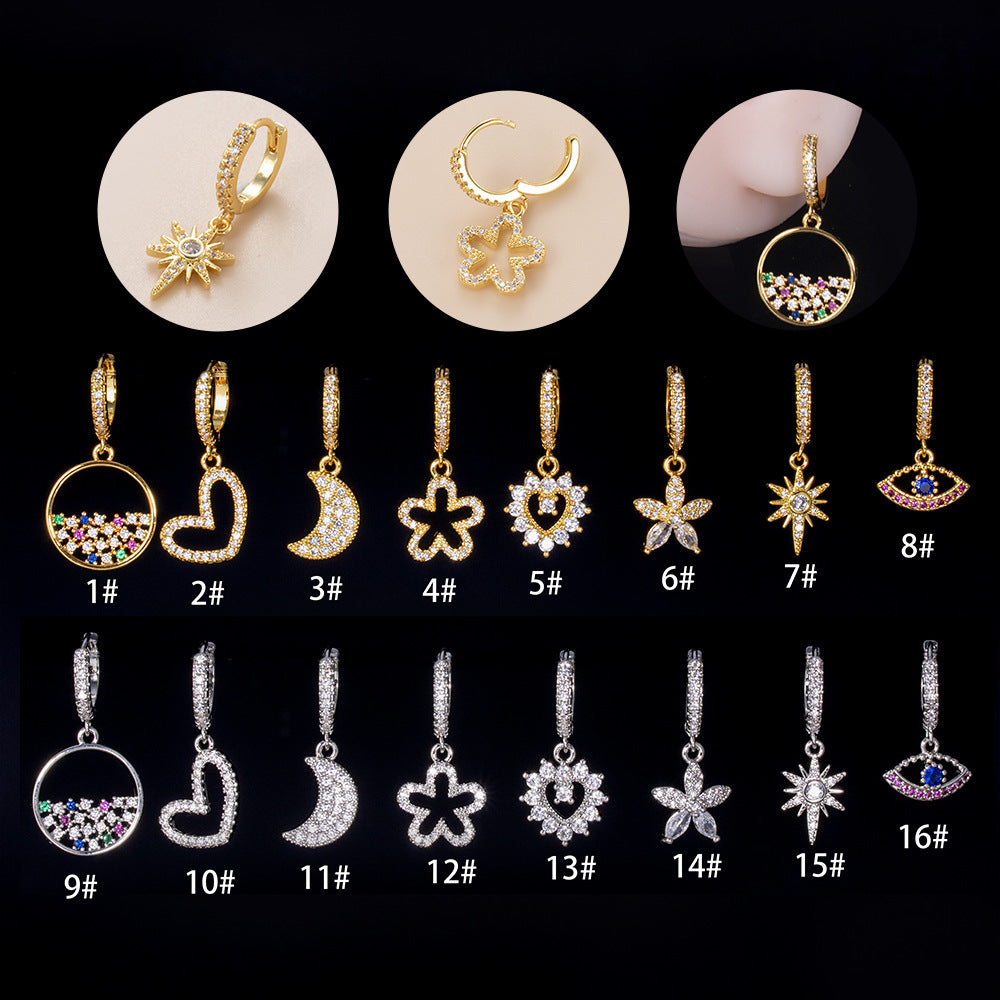 18K Gold Cartilage Huggie Earrings with Flower Dangle - Elegant Hoop Earrings for Women | Perfect for Everyday Wear, Parties & Special Occasions