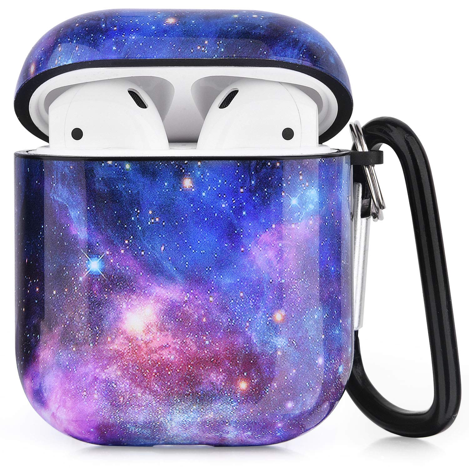 Cute Galaxy Print AirPods 2nd Generation Case - Shockproof Protective Hard Cover with Keychain for AirPods 1/2 Charging Case - Trendy Accessory for Women & Men - Perfect for Travel, Workout and Daily Use