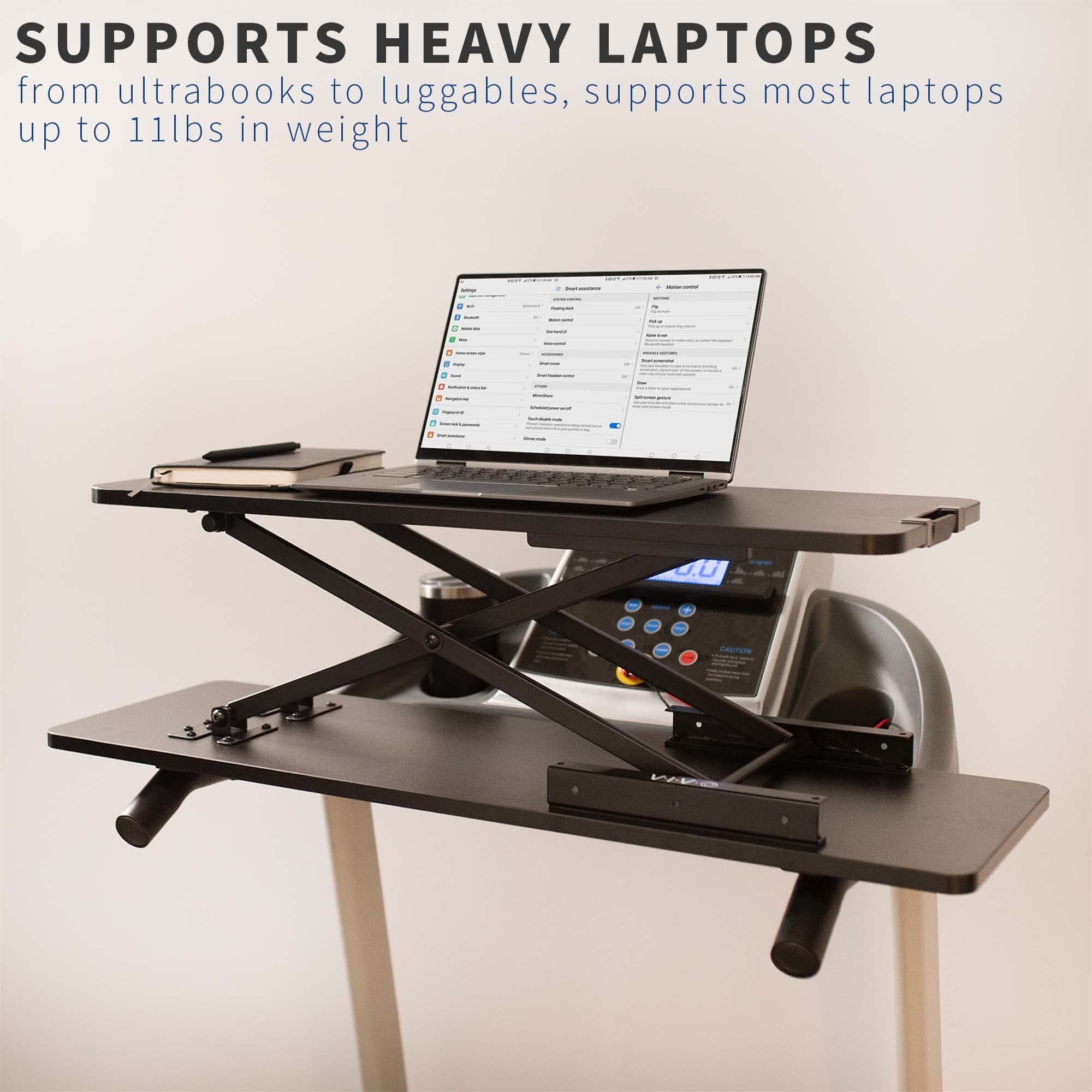 VIVO Adjustable Treadmill Desk Riser - Universal Height-Adjustable Workstation for Laptops, Notebooks & Tablets | Fits Treadmill Handlebars up to 33 Inches (84cm) | Model TDML3 | Perfect for Home Office, Standing Desk & Treadmill Workouts