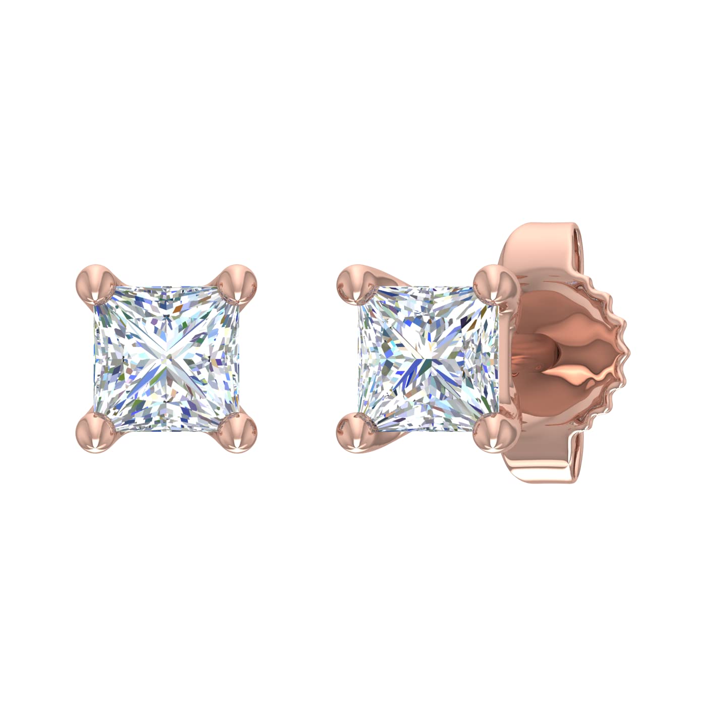 0.05 to 1/5 Carat Princess Cut Diamond Stud Earrings in 14K Gold - Elegant Everyday Jewelry for Women, Perfect Gift for Anniversary, Birthday & Special Occasions