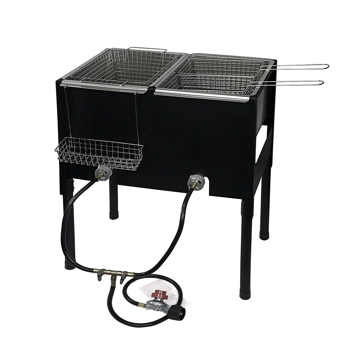 Barton Double Deep Fryer Outdoor High Pressure Free Standing Dual Burner Propane - Perfect for Backyard BBQs, Camping & Large Gatherings