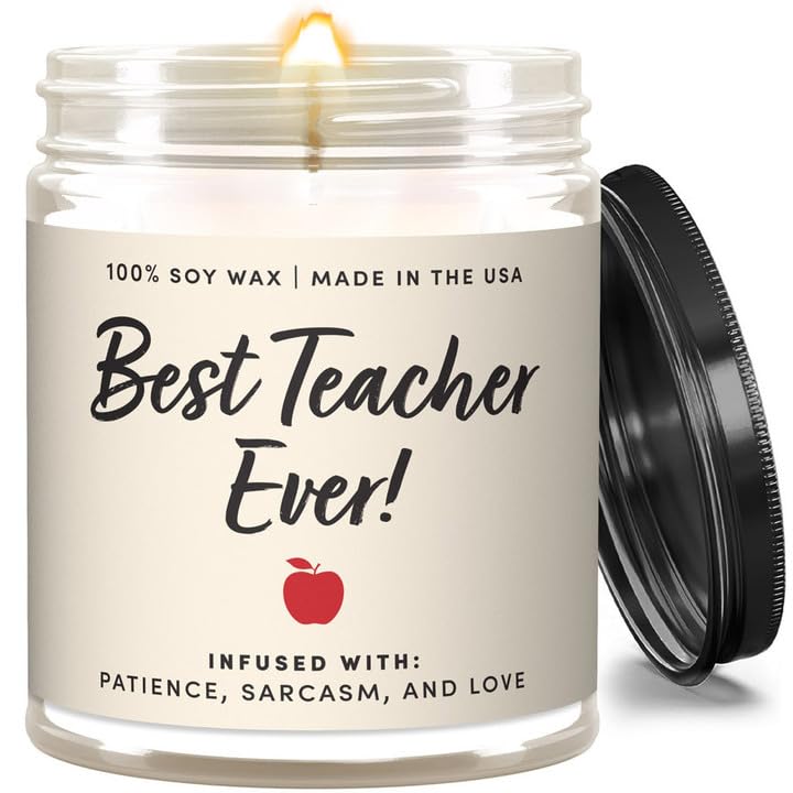 Premium Jasmine Sandalwood Soy Wax Candle - 9oz, 50-Hour Burn Time, Teacher Appreciation Gift for Women - Infused with Patience, Sarcasm & Love | Perfect for Classrooms, Teacher's Lounge, Relaxation & Aromatherapy