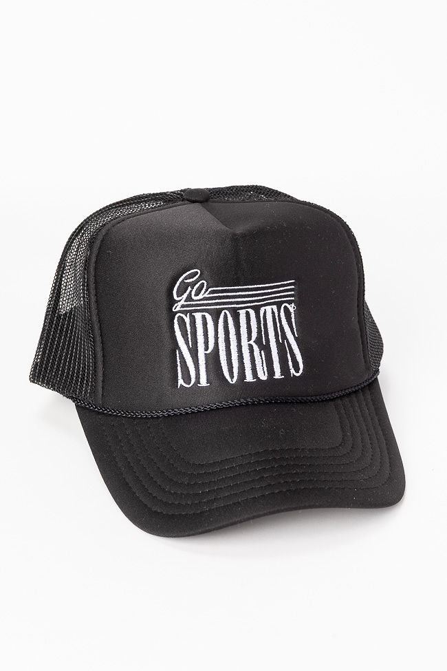 Go Sports Black Trucker Hat - Adjustable Snapback Cap for Men & Women - Perfect for Outdoor Activities, Sports, and Casual Wear