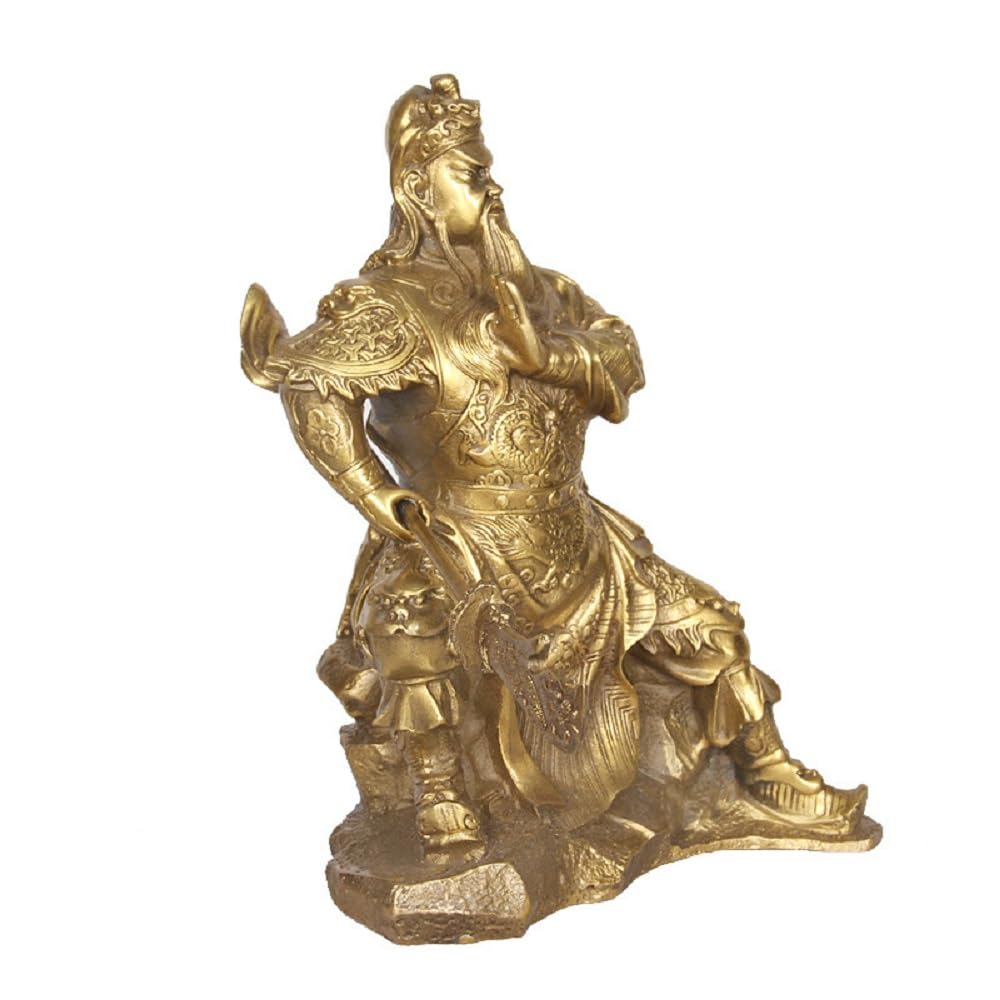 9.5 Inch Chinese General Guan Yu Statue - Lucky Charm Figurine for Office Desk Decor, Home Altar & Feng Shui Blessing