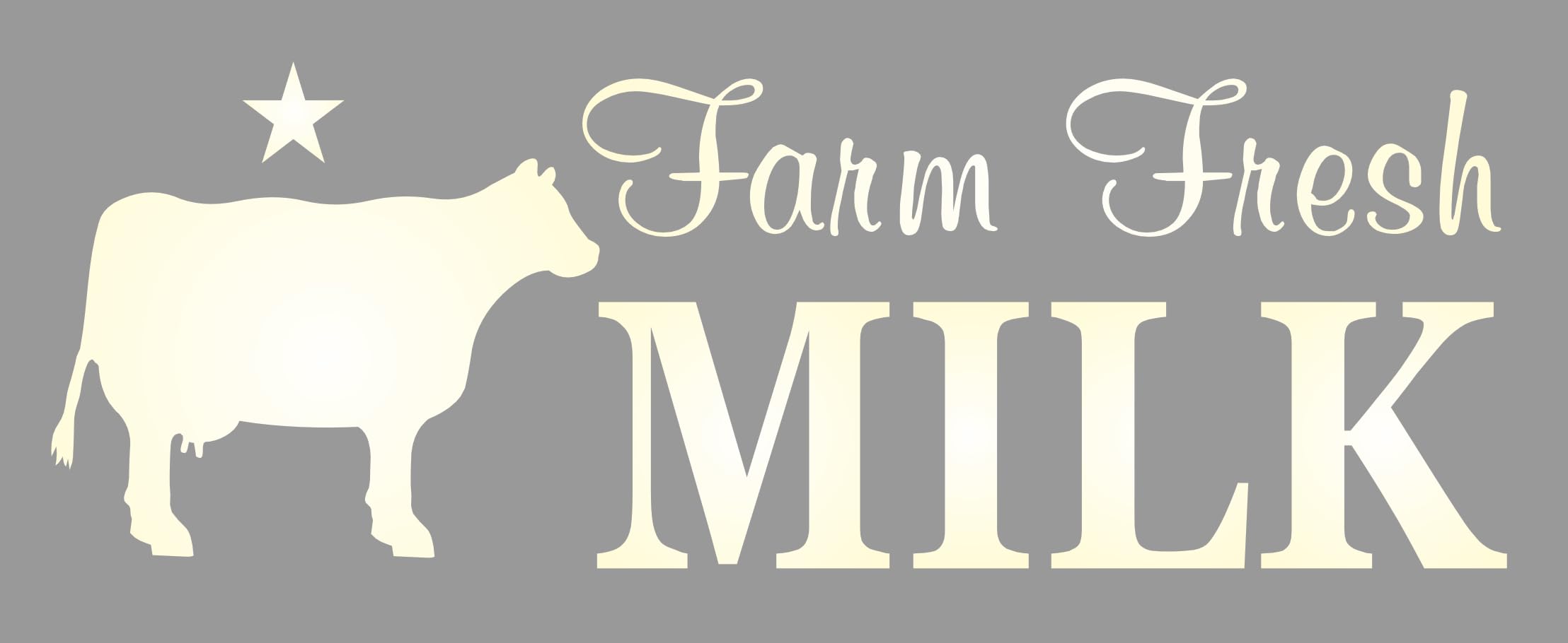 Farm Fresh Milk Dairy Cow Barn Star Country Kitchen Decor DIY Craft Signs - Rustic Farmhouse Wall Art for Kitchen, Dining Room, or Country Home Decor (WES1A)