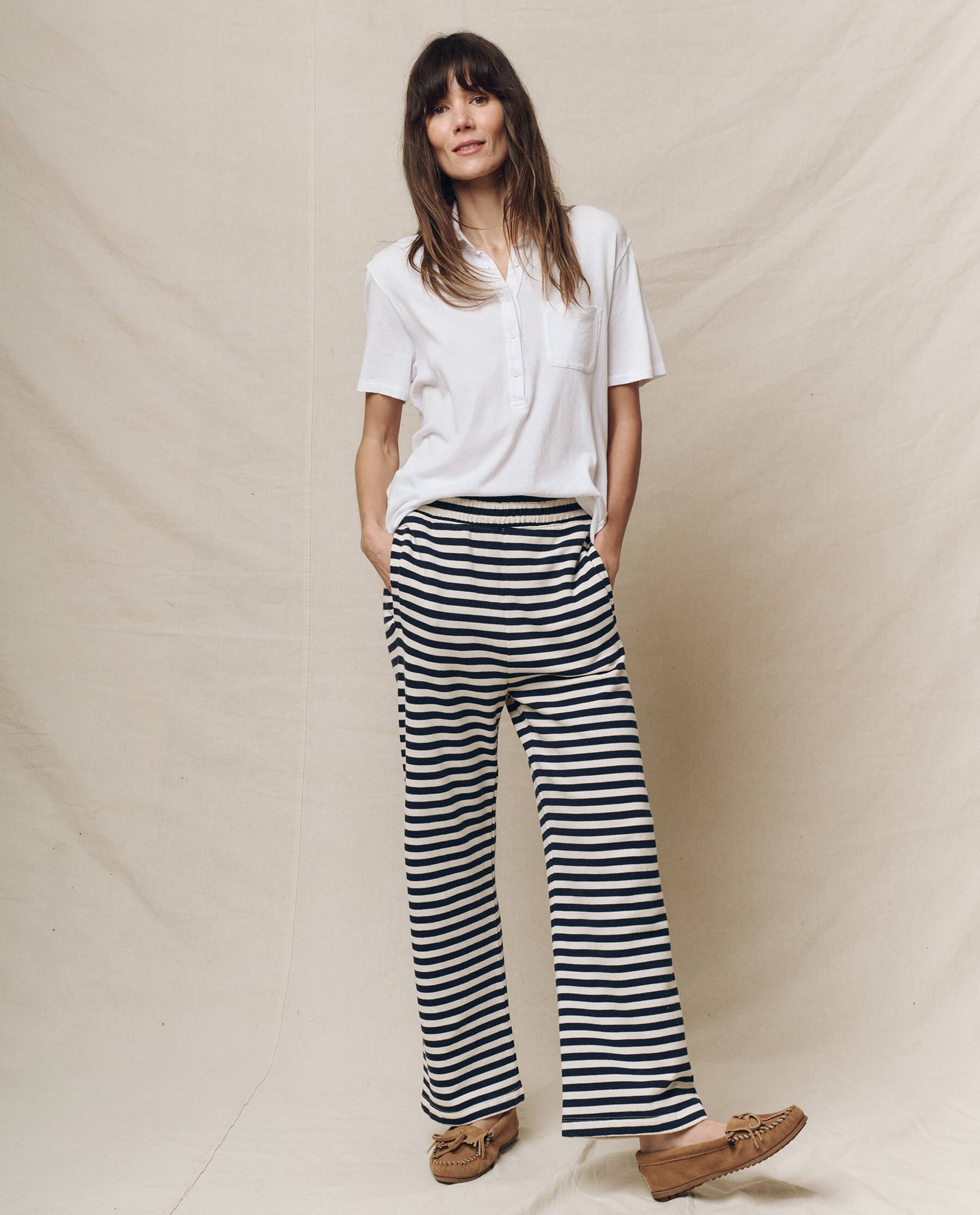 Victory Sweatpants - Navy Blue Sailor Striped Joggers for Men & Women | Comfortable Lounge Pants for Home, Gym, and Casual Wear