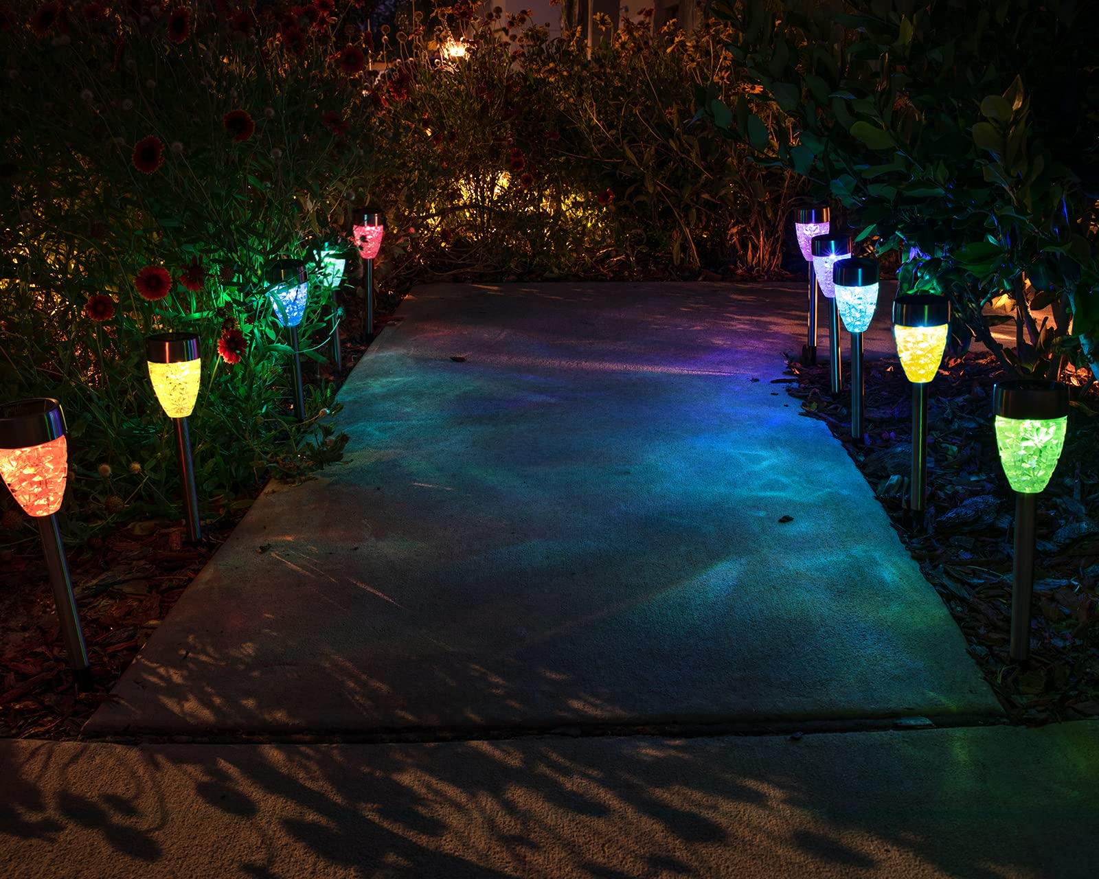 Morvat LED Solar Powered Outdoor Path Lights - Waterproof Landscape Lighting for Garden, Yard & Pathway - Auto On/Off Dusk to Dawn - Color Changing (Perfect for Patio, Driveway & Walkway Lighting)
