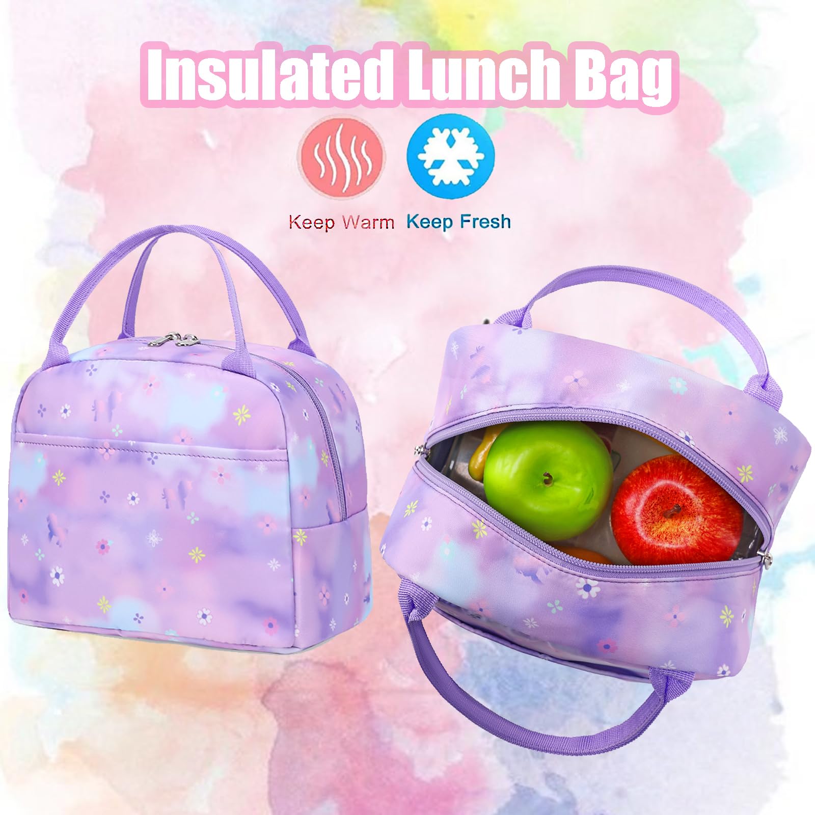 Girls Backpack with Lunch Box - School Bookbag for Teens, Perfect for School & Travel