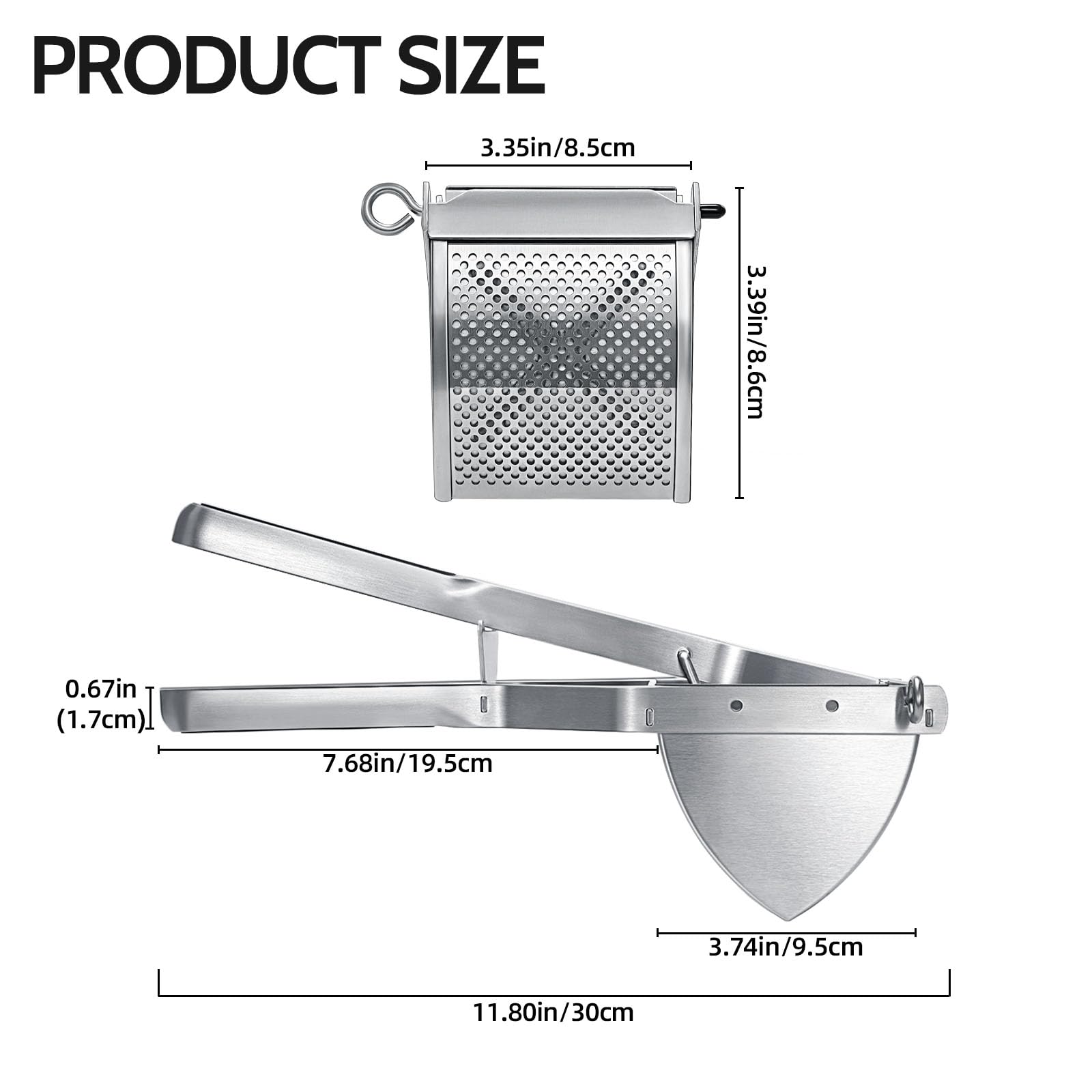Sopito Stainless Steel Potato Ricer - Professional Multifunctional Fruit & Vegetable Masher for Smooth Fluffy Mashed Potatoes, Baby Food & Purees - Perfect for Home Cooking, Baking & Meal Prep