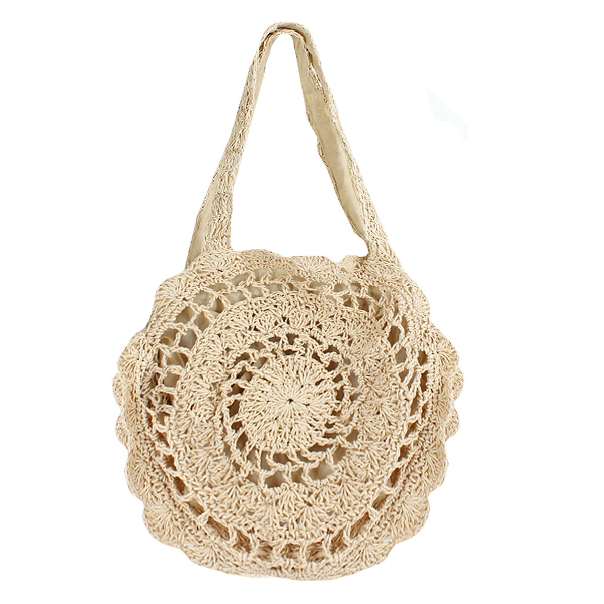 CLARA Women's Large Round Straw Beach Bag - Woven Shoulder Tote Handbag Purse for Summer - Perfect for Beach Vacations, Picnics, and Outdoor Adventures
