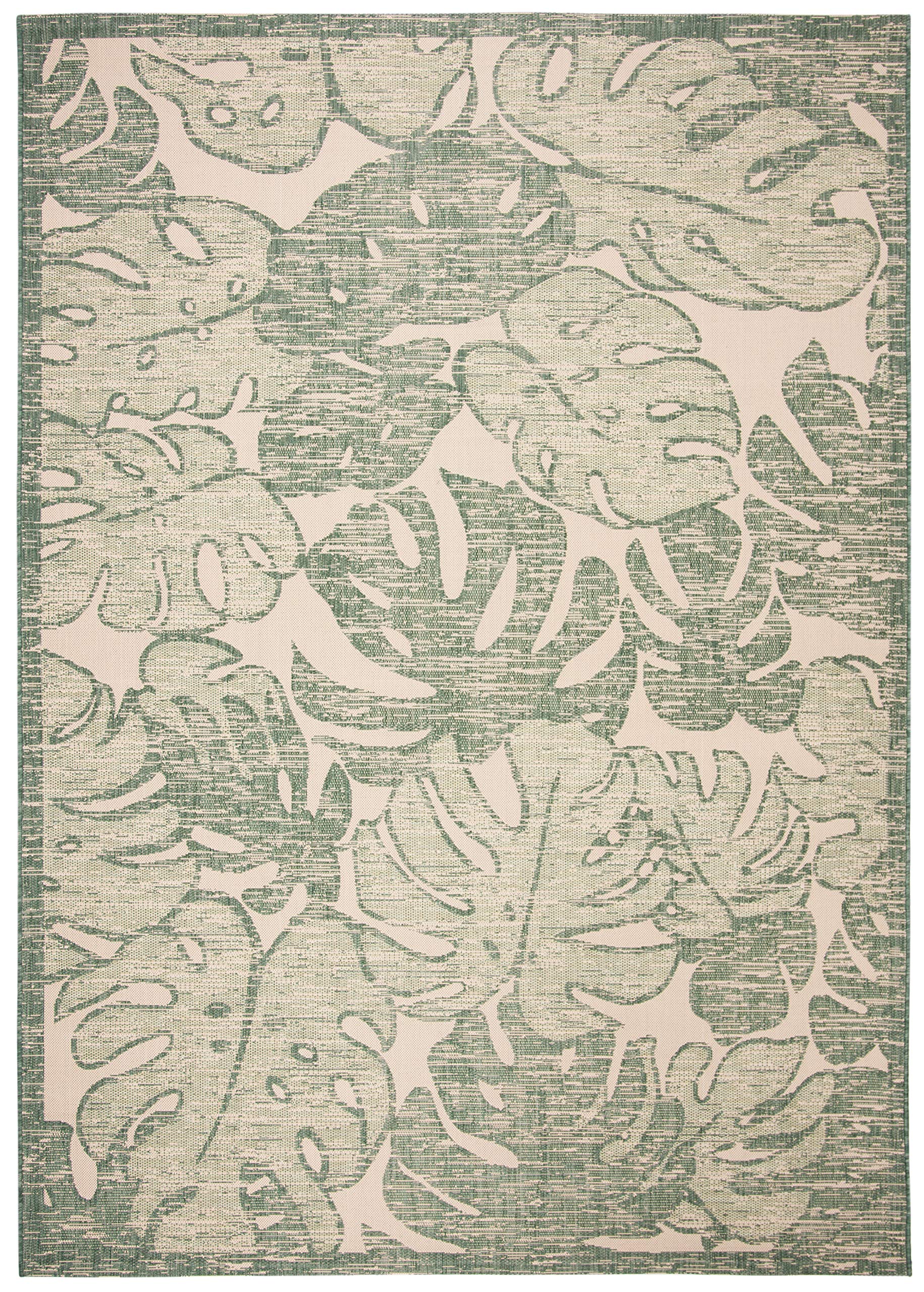 SAFAVIEH Courtyard Collection 8' x 10' Beige & Green Indoor Outdoor Waterproof Area Rug - Easy to Clean, Perfect for Patio, Backyard, Mudroom, Deck & Sunroom Decor