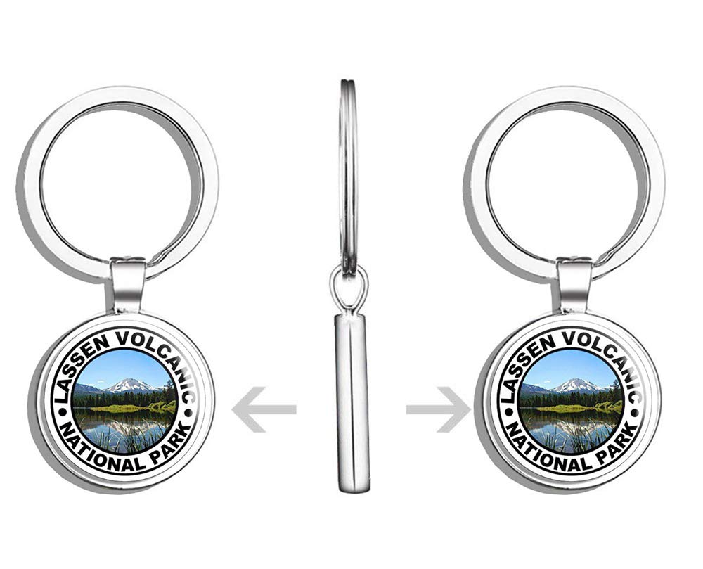 Lassen Volcanic National Park Double Sided Stainless Steel Keychain - Hiking Enthusiast Gift, Car Key Finder & Key Ring Holder for Outdoor Adventures