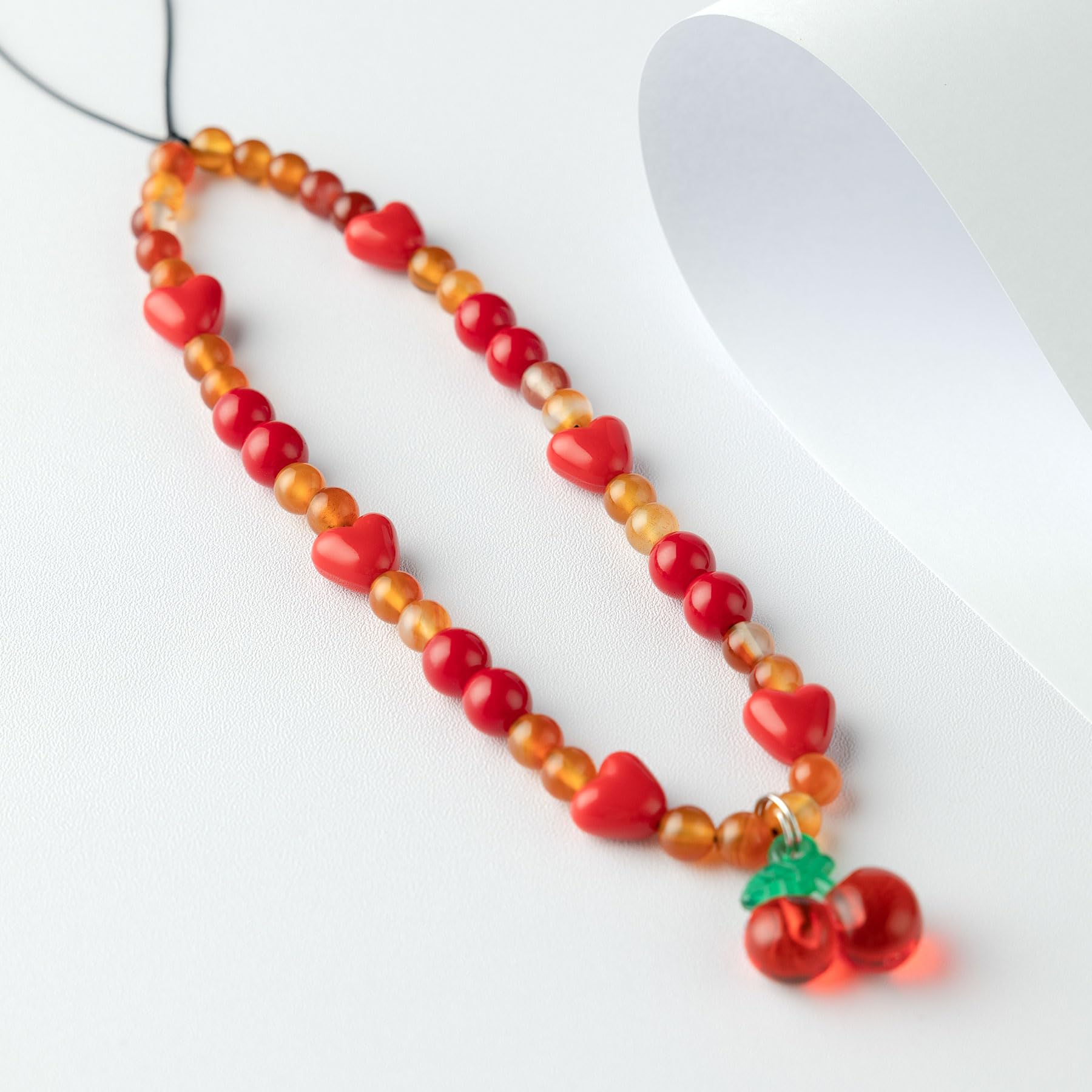 Cute Cherry Phone Charm Strap - Universal Phone Lanyard with Natural Agate Stone & Red Beads for Women | Phone Case Accessories for Girls, Teens & Adults | Perfect for Everyday Use, Gifts & Phone Protection