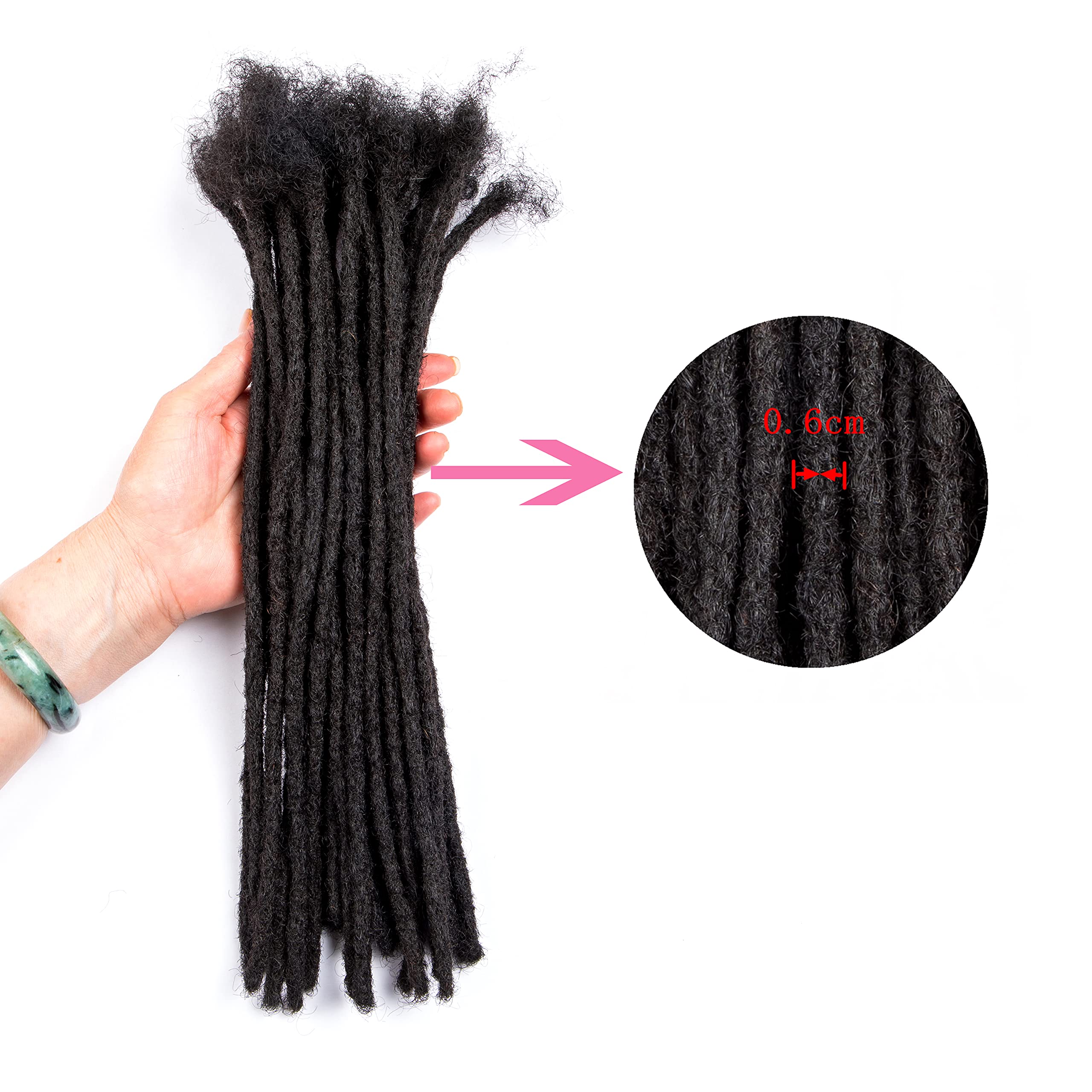 100% Remy Human Hair Dreadlocks Extensions - 12 Inch 40 Strands (0.6cm Width) | Permanent Full Handmade Locs in Natural Black | Dyeable & Bleachable | Perfect for Protective Styles, Cosplay, and Afro-Caribbean Hairstyles