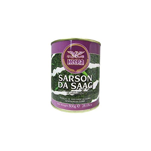 Heera Sarsan Da Saag (Mustard Leaves & Spinach Seasoned with Onions & Spices) - 450g (Pack of 2) - Authentic Indian Dish for Healthy Meals & Traditional Cooking