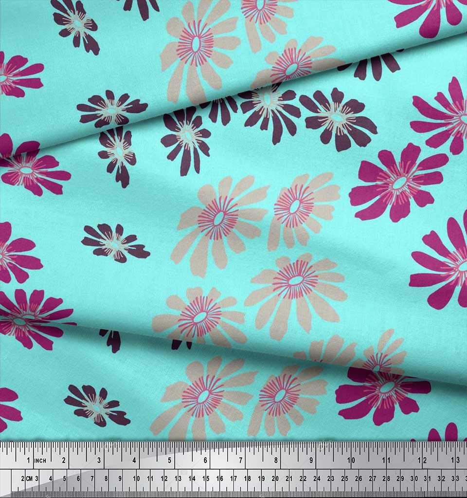 Soimoi Moss Georgette Brown Fabric by The Yard - 42 Inch Wide Floral Print Fabric for Dresses, Scarves & DIY Fashion Projects - Artistic Flower Splash Design - Lightweight & Flowy Material for Sewing