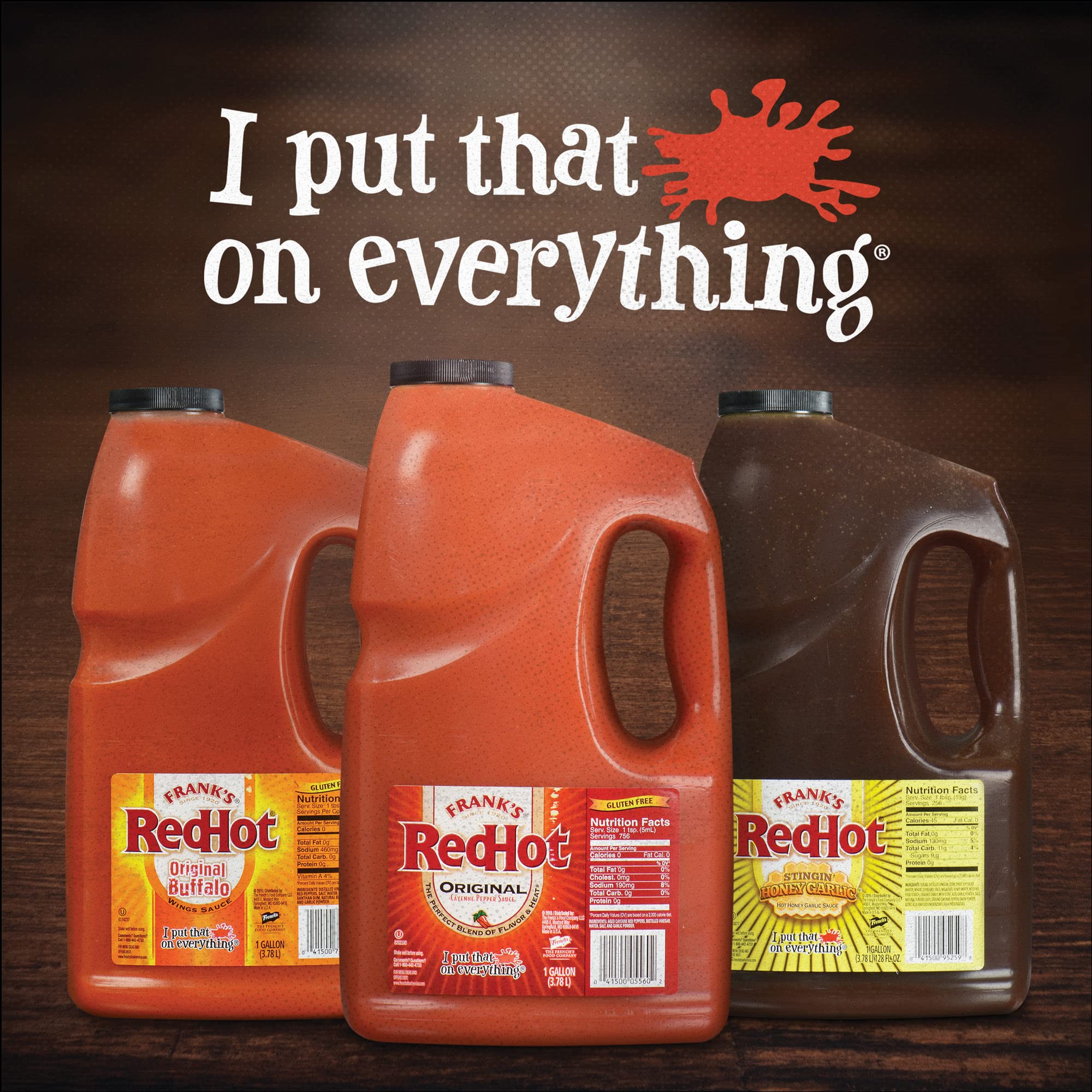 Frank's RedHot Honey Garlic Sauce 1 Gallon - Bulk Hot Sauce for Wings, Veggies & Dipping